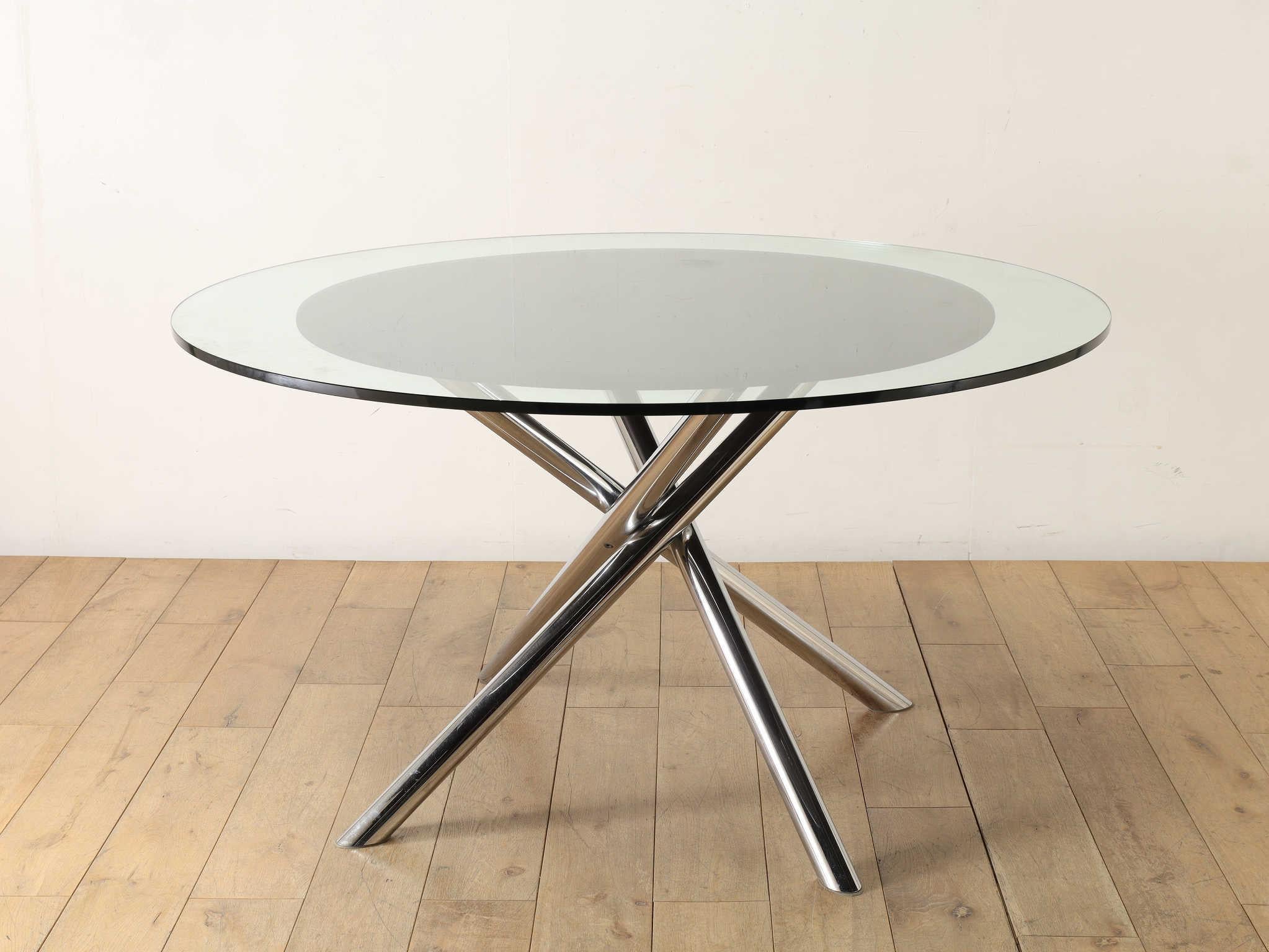 Fin du 20e siècle Table ronde à plateau en verre Carlo Bartoli 1970 en vente