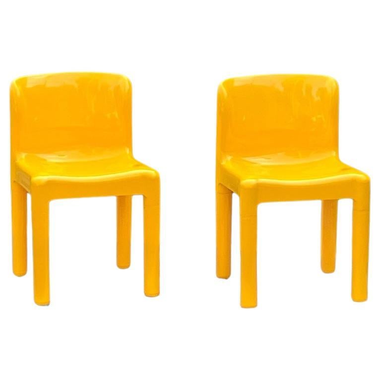 Carlo Bartoli Kartell Model 4875 Chairs in Yellow, New Old Stock 1985 - Set of 2