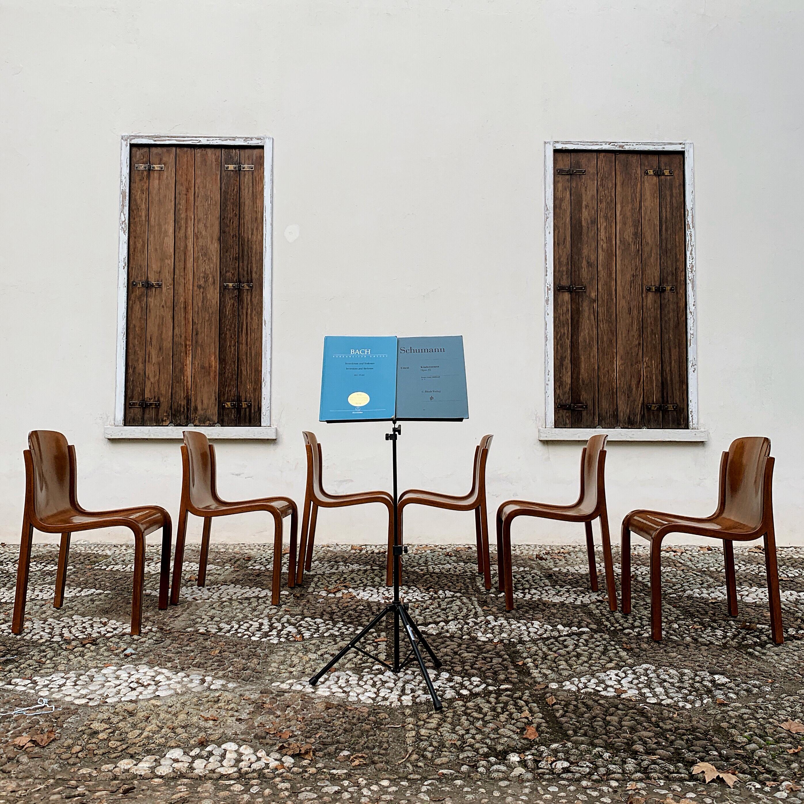 Carlo Bartoli Midcentury Plywood Dining Chairs “Mito” for T70, 1969, Set of 6 For Sale 3