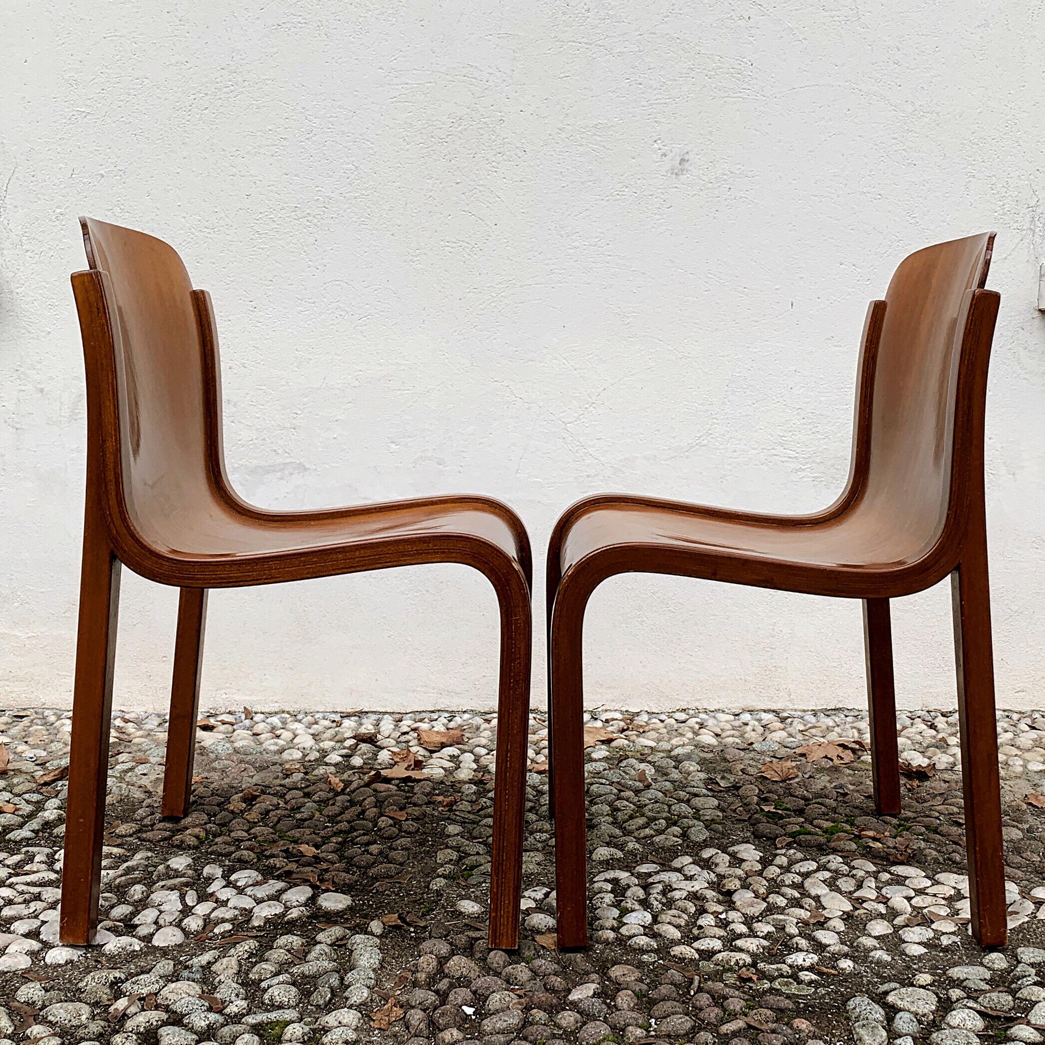 Carlo Bartoli Midcentury Plywood Dining Chairs “Mito” for T70, 1969, Set of 6 For Sale 7