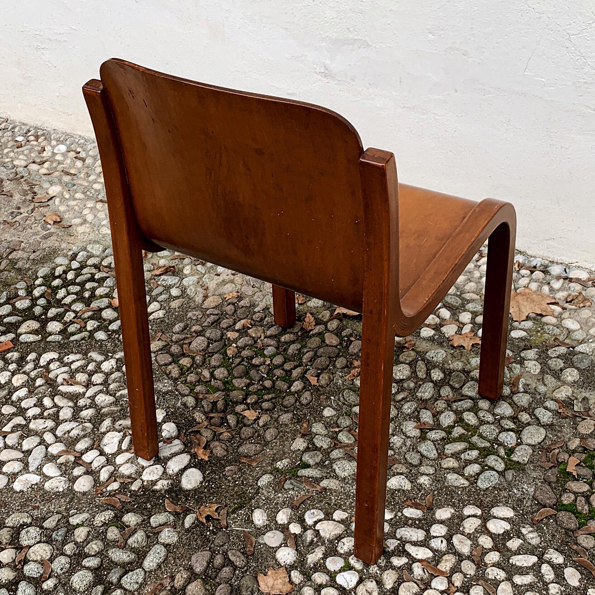 Carlo Bartoli Midcentury Plywood Dining Chairs “Mito” for T70, 1969, Set of 6 For Sale 12