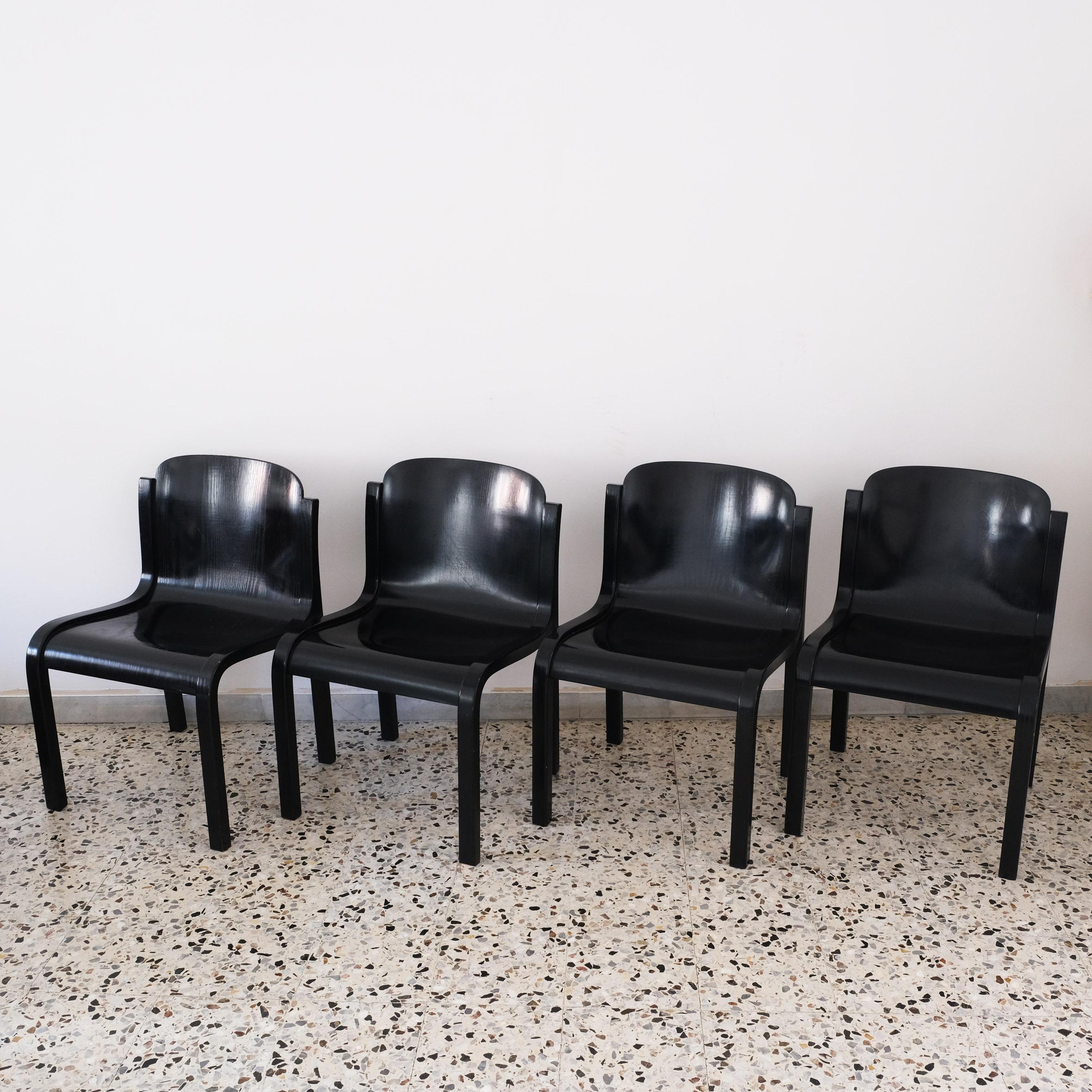 Modern Carlo Bartoli, Mito, Four Dining Chairs, Tisettanta, 1969 For Sale