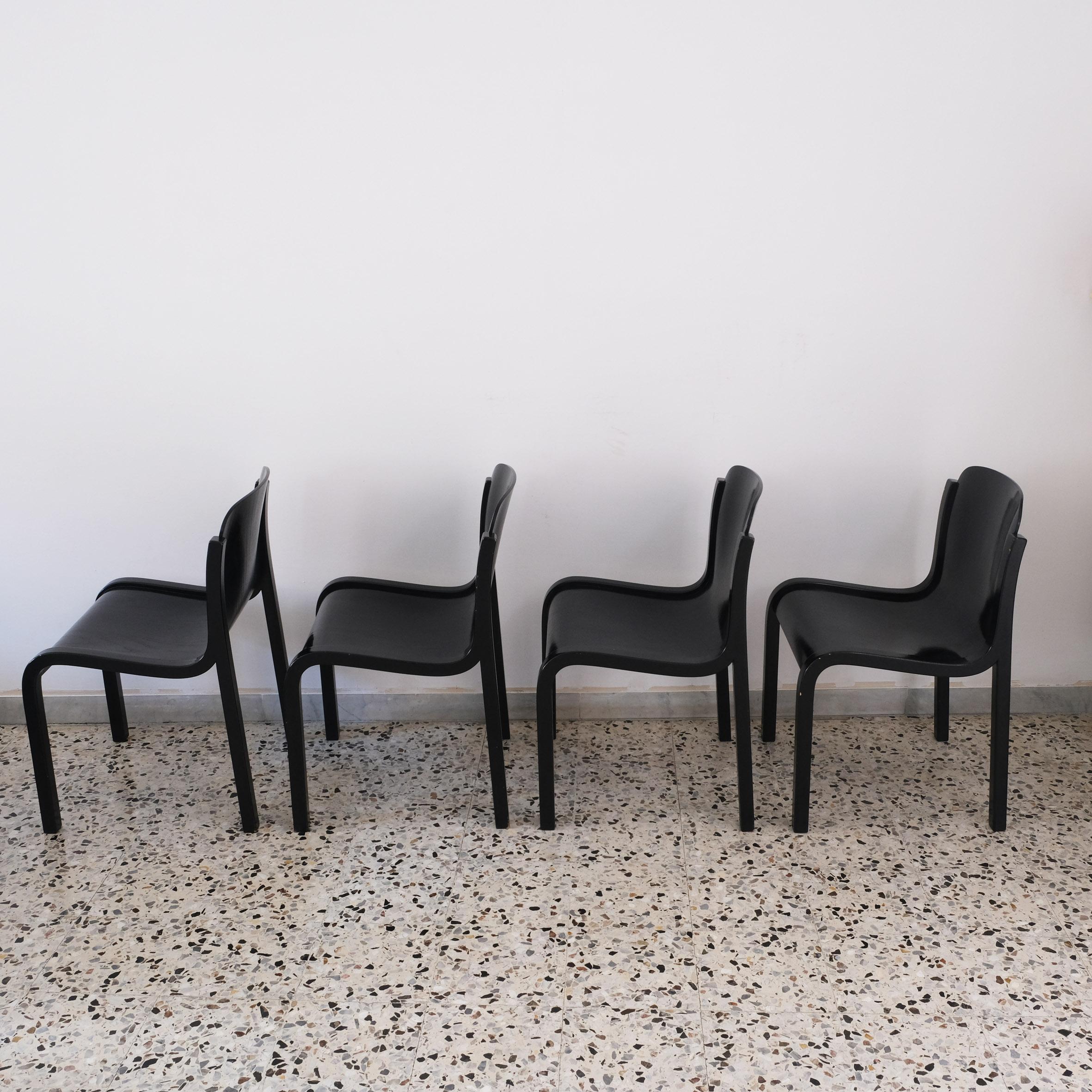 Italian Carlo Bartoli, Mito, Four Dining Chairs, Tisettanta, 1969 For Sale