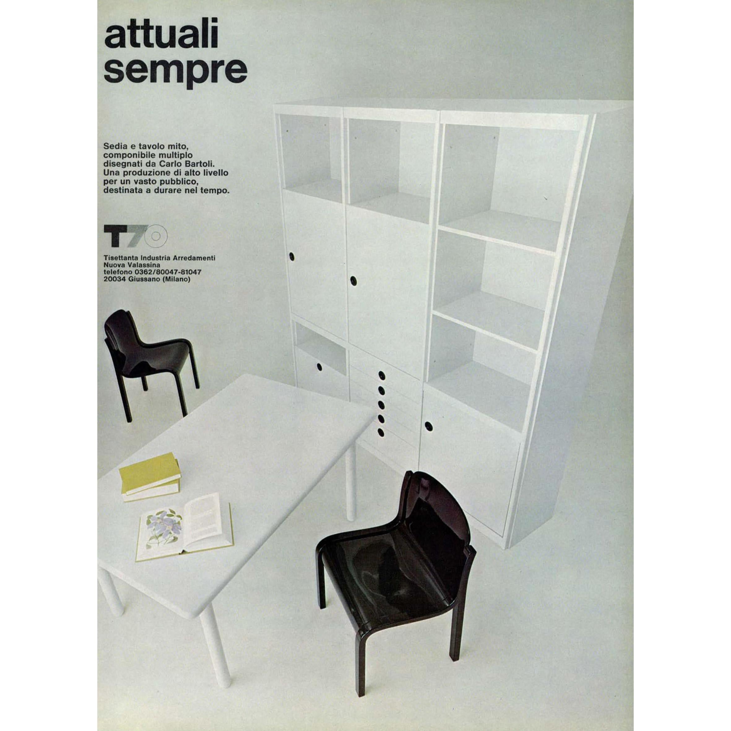 Mid-20th Century Carlo Bartoli, Mito, Four Dining Chairs, Tisettanta, 1969 For Sale
