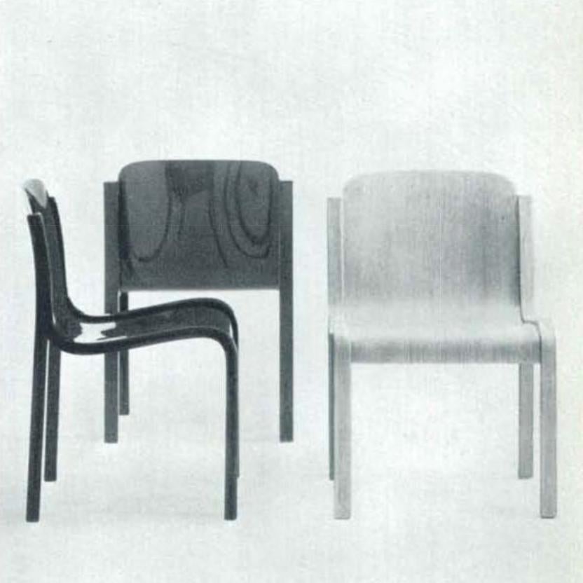 Italian Carlo Bartoli, Mito, Six Dining Chairs, Tisettanta, 1969 For Sale