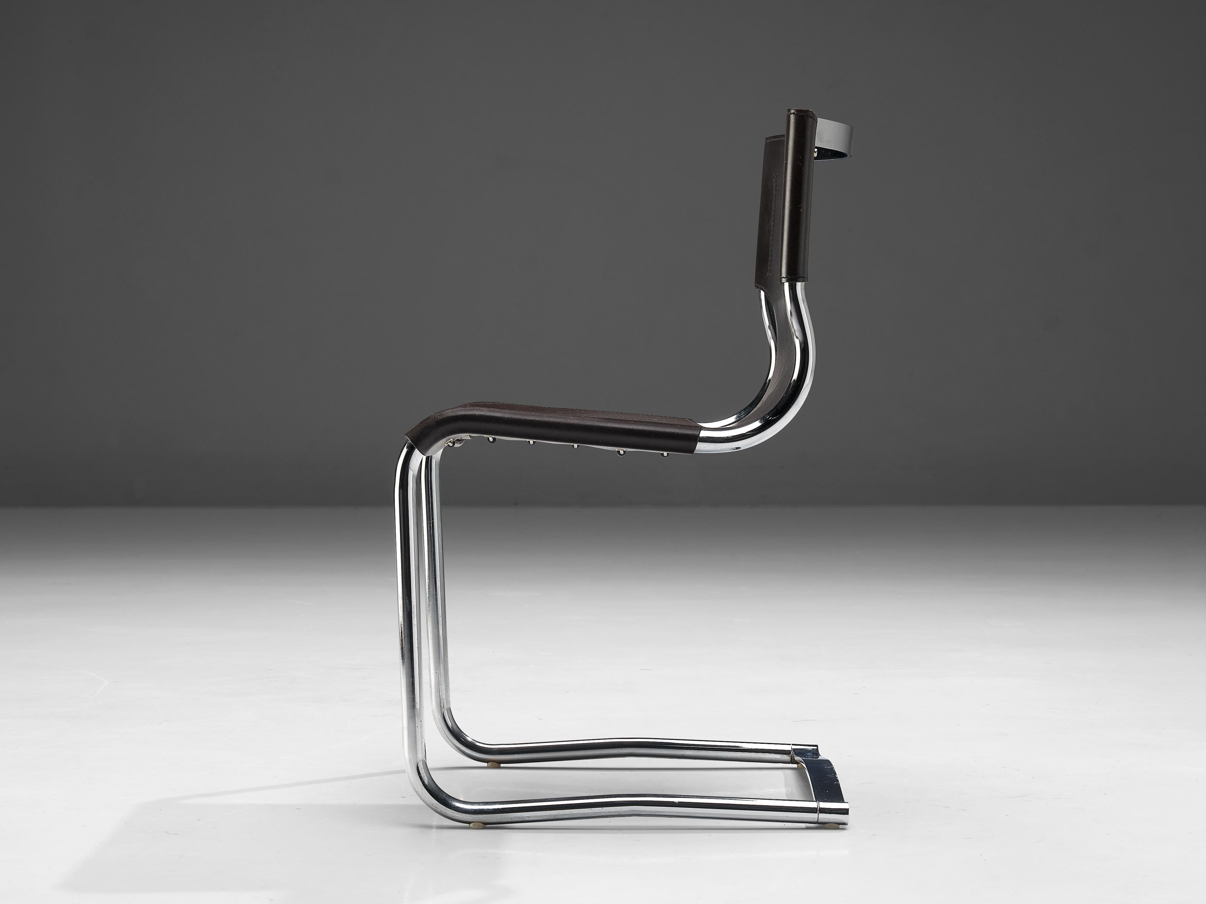 Carlo Bartoli Modern Dining Chair in Leather and Steel  1
