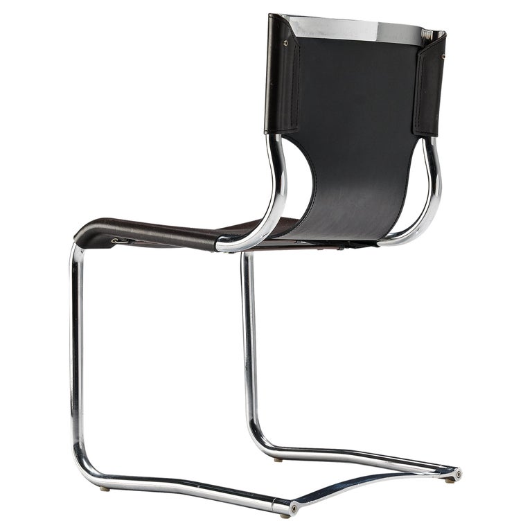 Carlo Bartoli Modern Dining Chair in Leather and Steel For Sale at 1stDibs
