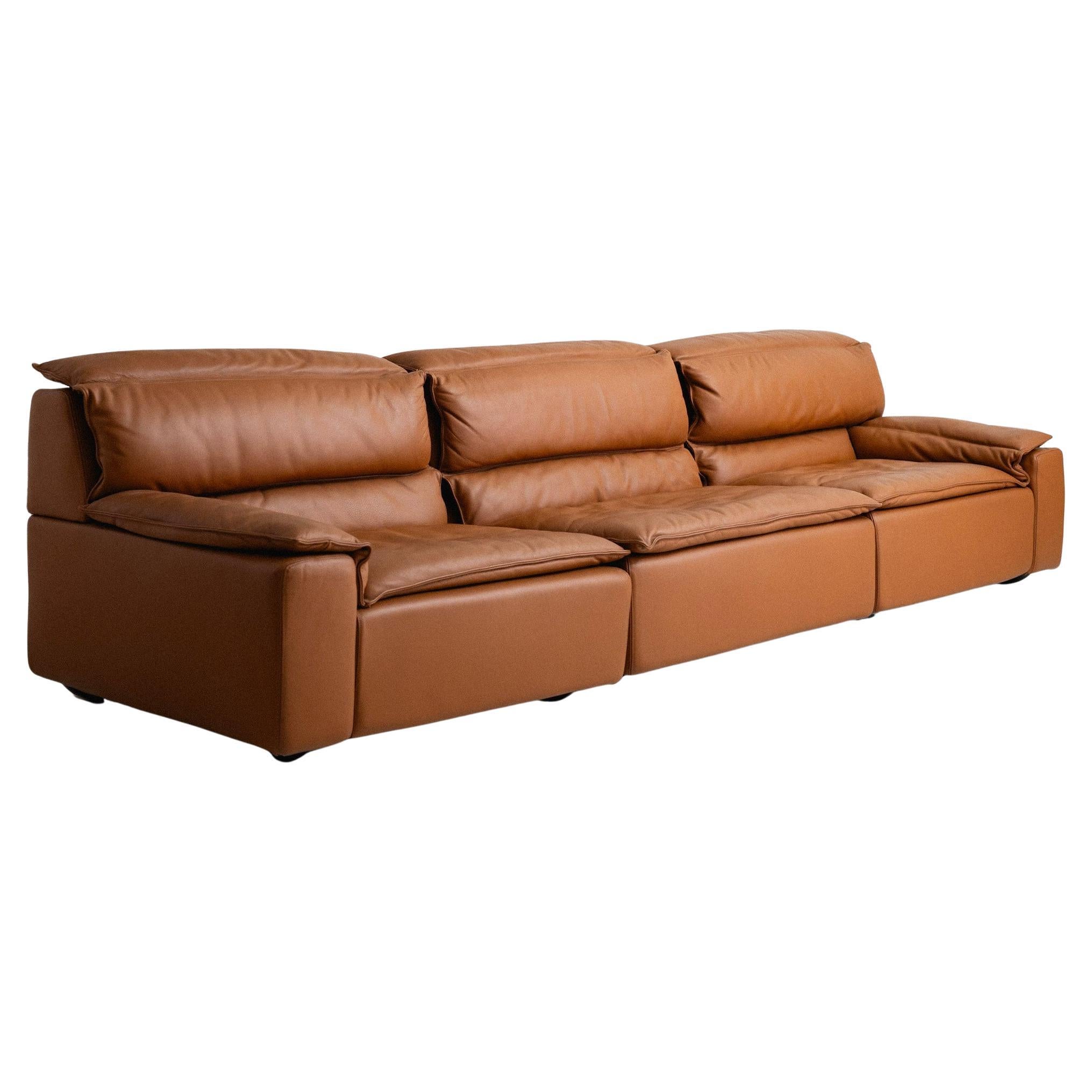 Carlo Bartoli Modular Sofa in Cognac Leather for Rossi Di Albizzate For Sale