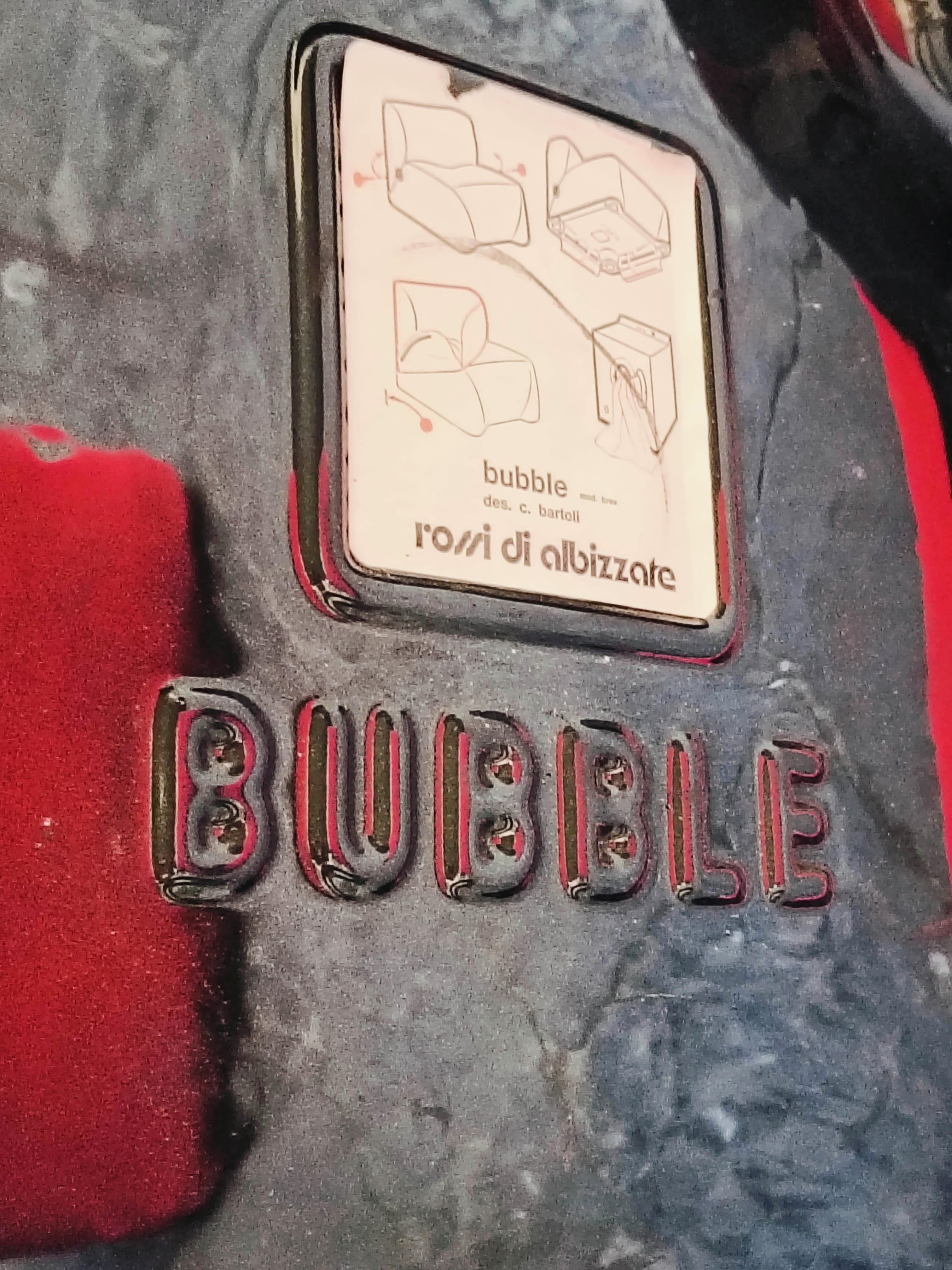 Tessuto Carlo Bartoli per Rossi d'Albizzate Coppia di Poltrone Rosse Mod. Bubble, 1970 in vendita