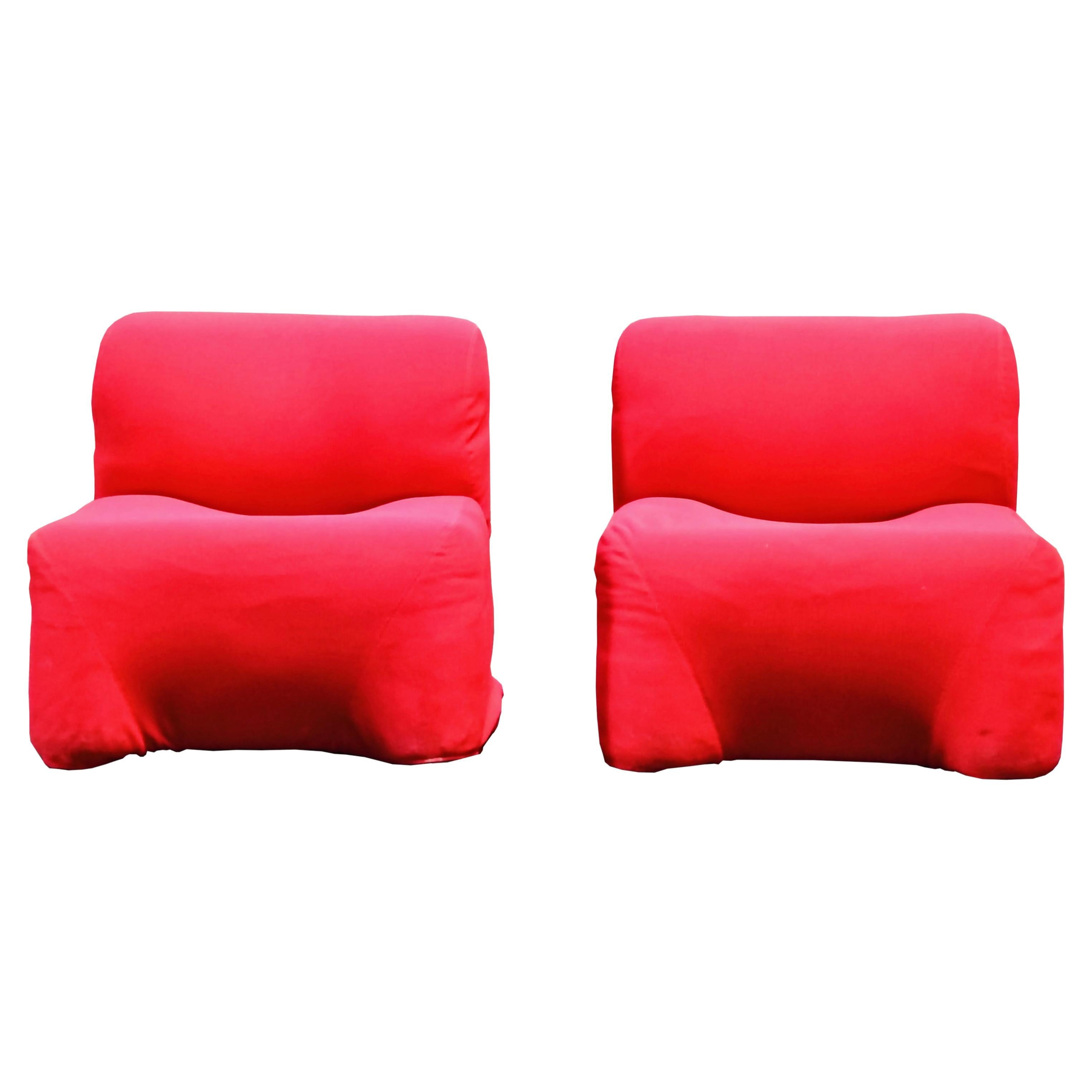 Carlo Bartoli per Rossi d'Albizzate Coppia di Poltrone Rosse Mod. Bubble, 1970 in vendita