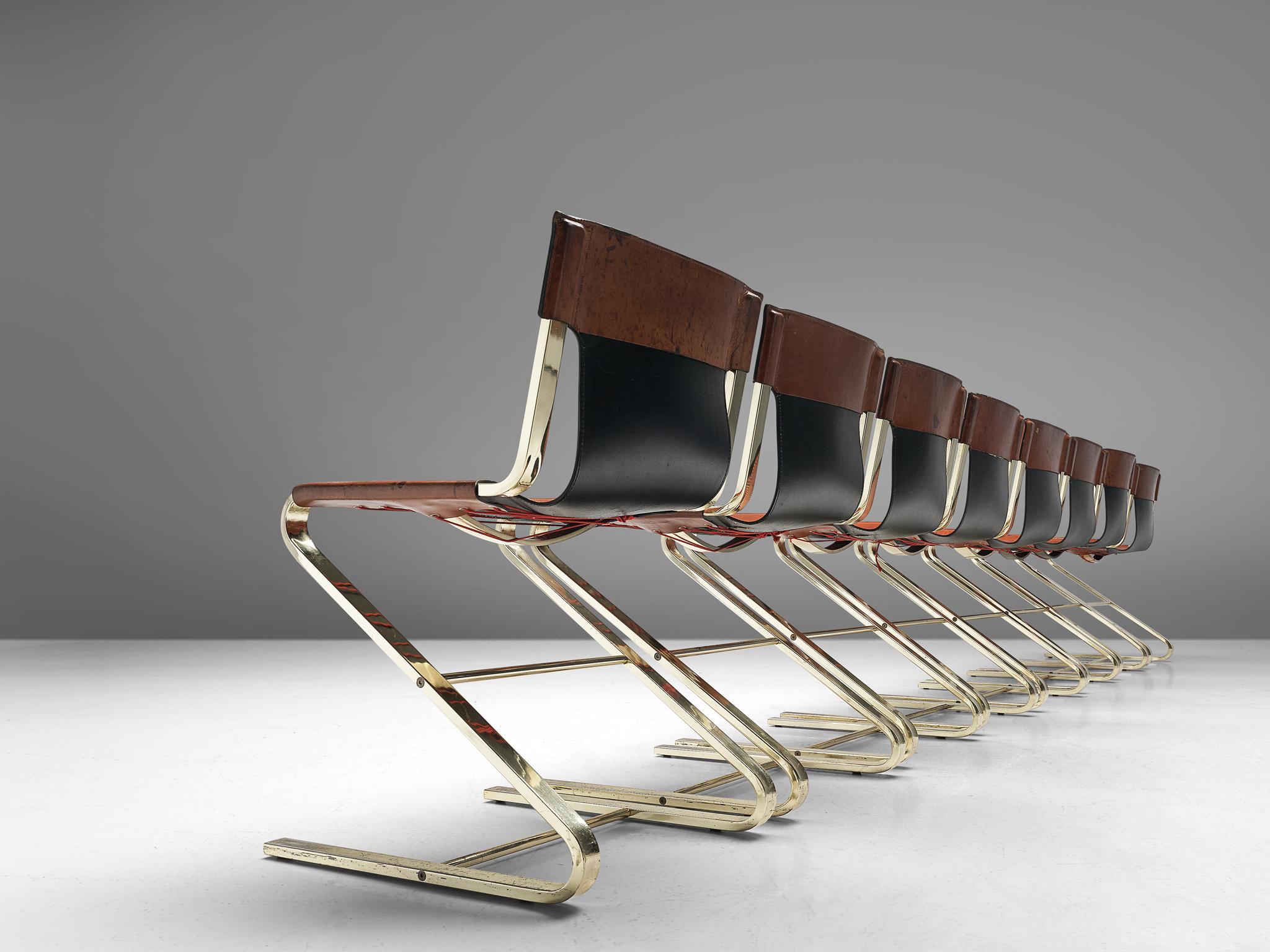 Mid-Century Modern Carlo Bartoli Set of Eight Tubular Dining Chairs