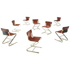 Carlo Bartoli Set of Eight Tubular Dining Chairs