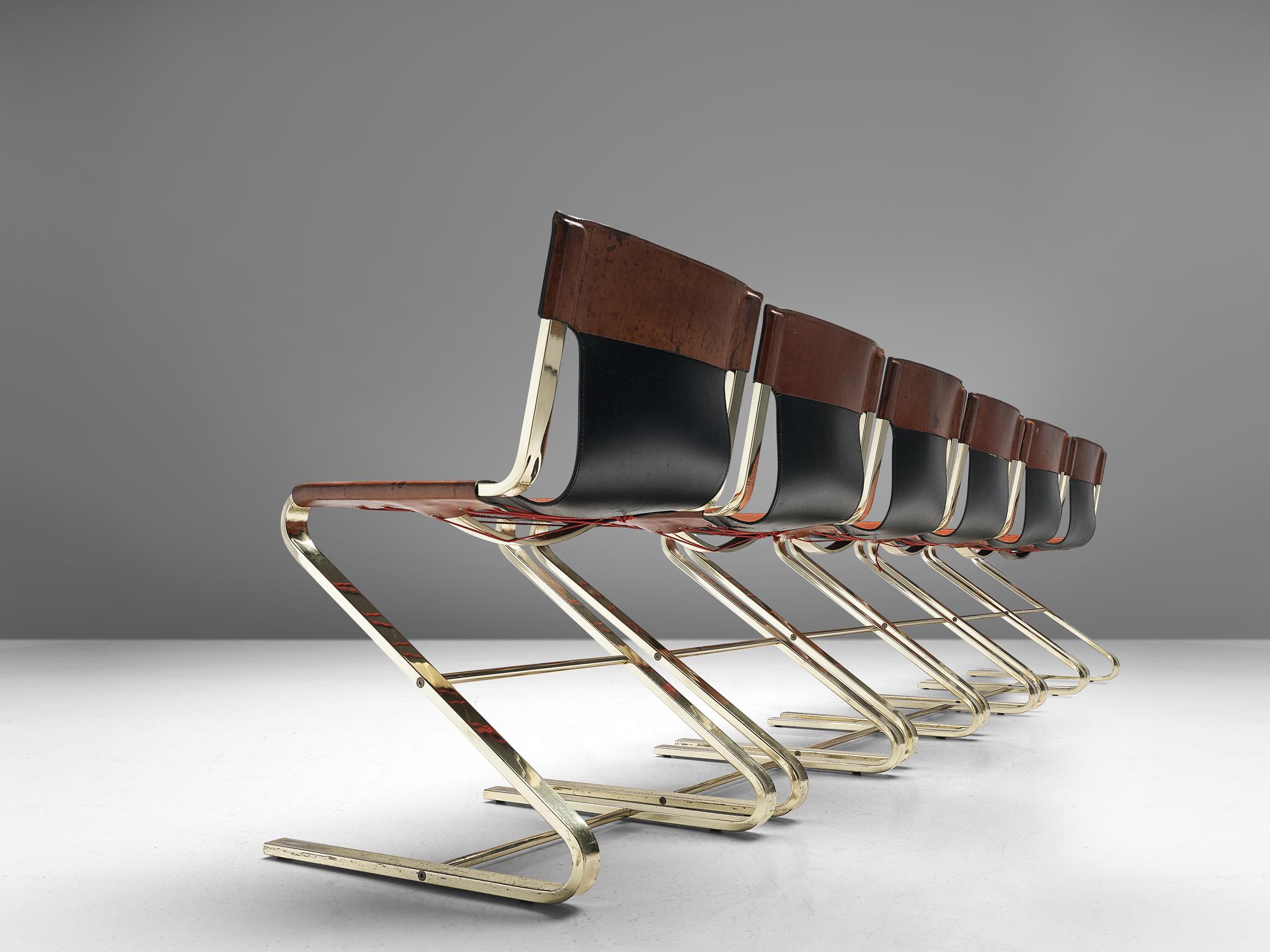 Mid-Century Modern Carlo Bartoli Set of Six Tubular Dining Chairs