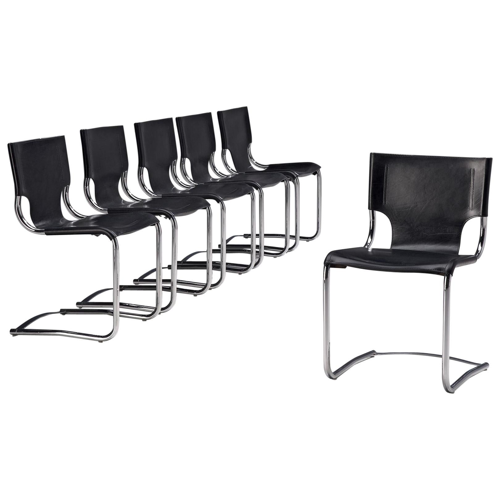 Carlo Bartoli Set of Six Tubular Dining Chairs