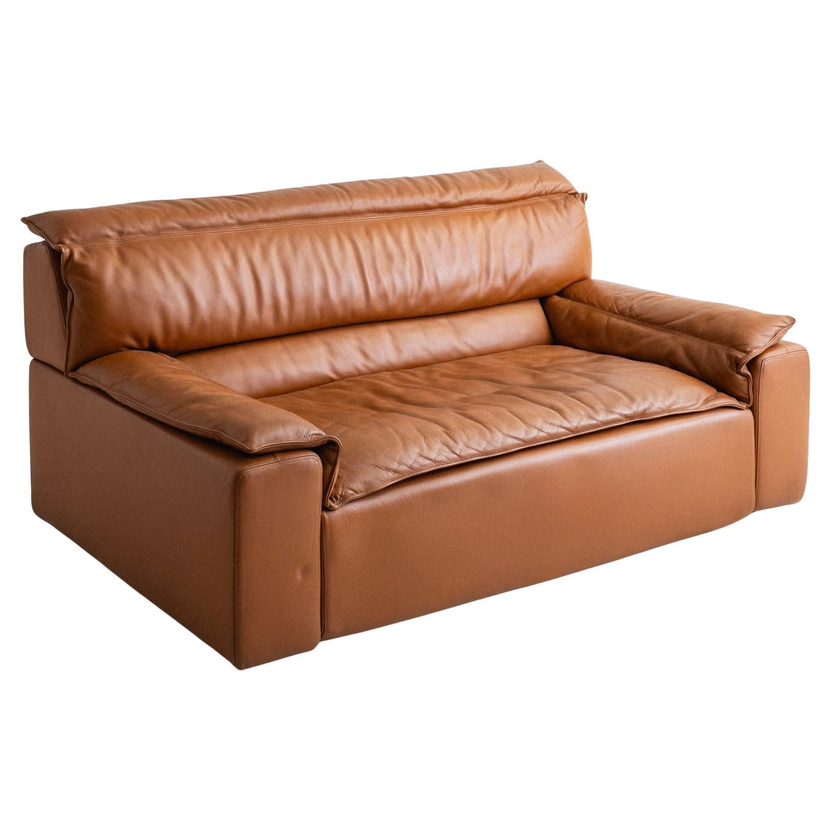 Carlo Bartoli Sofa in Cognac Leather for Rossi Di Albizzate