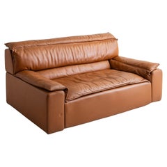 Carlo Bartoli Sofa in Cognac Leather for Rossi Di Albizzate