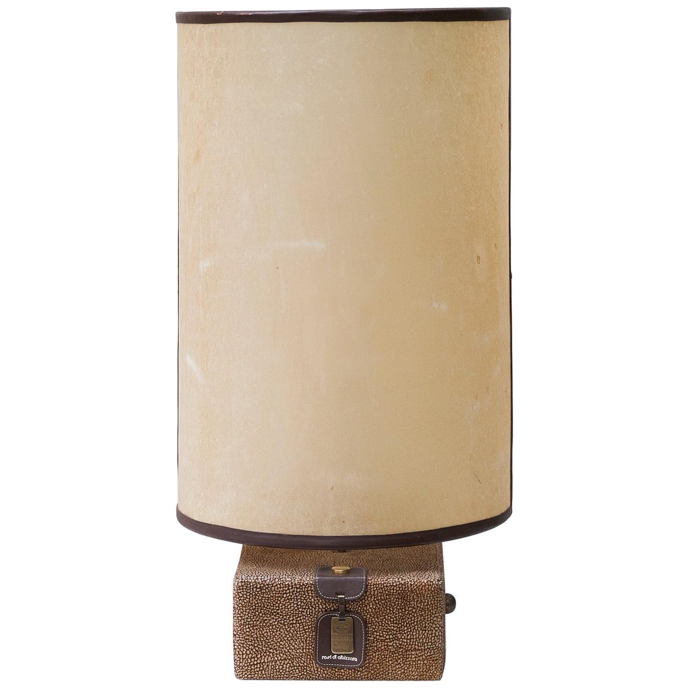 Carlo Bartoli Suede Leather Table Lamp by Borbonese, Italy, 1980