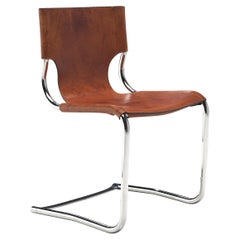 Carlo Bartoli Tubular Dining Chair in Cognac Leather 
