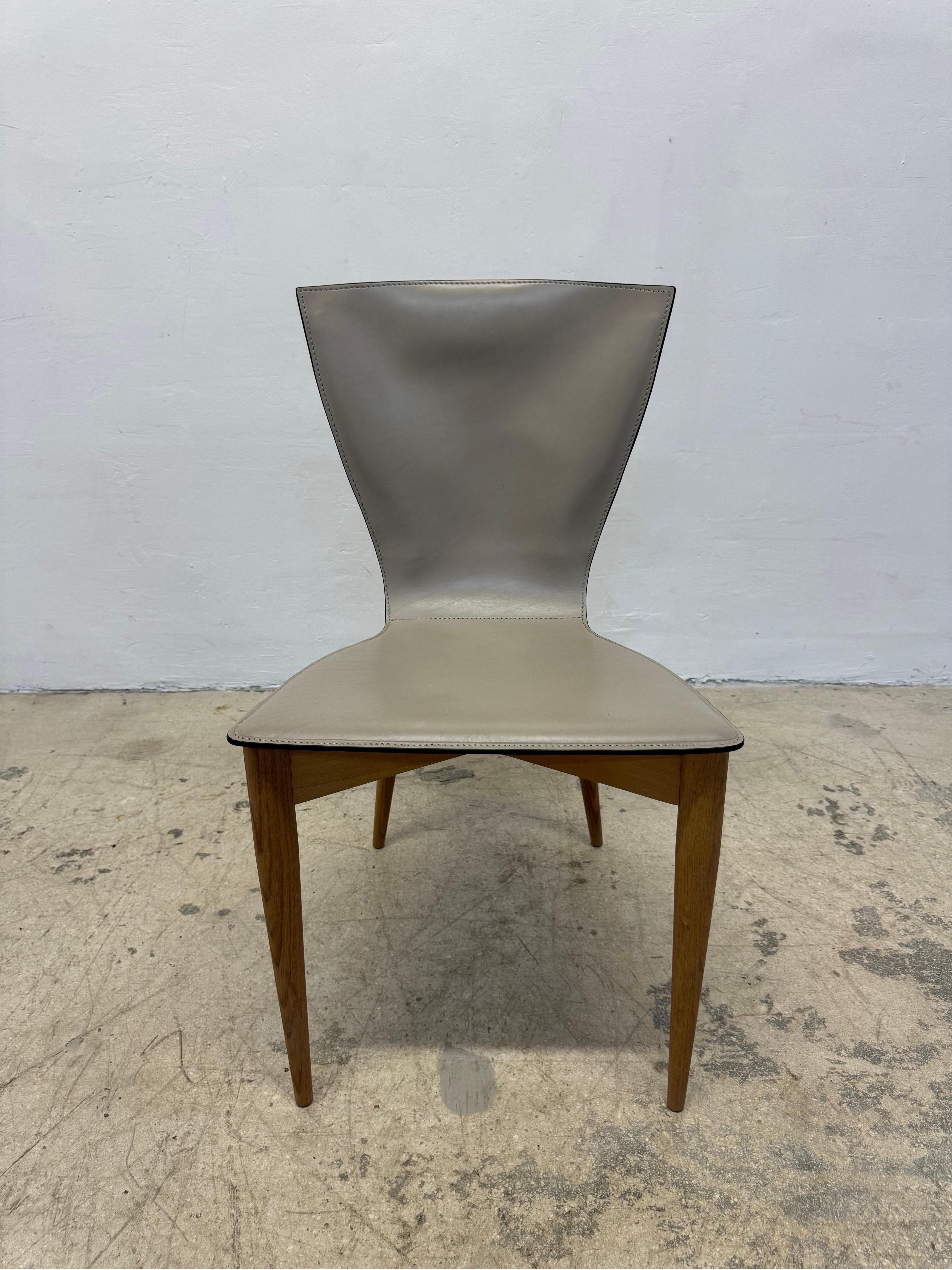 Carlo Bartoli “Vela” Leather Dining Chairs for Matteo Grassi - Set of Six 2