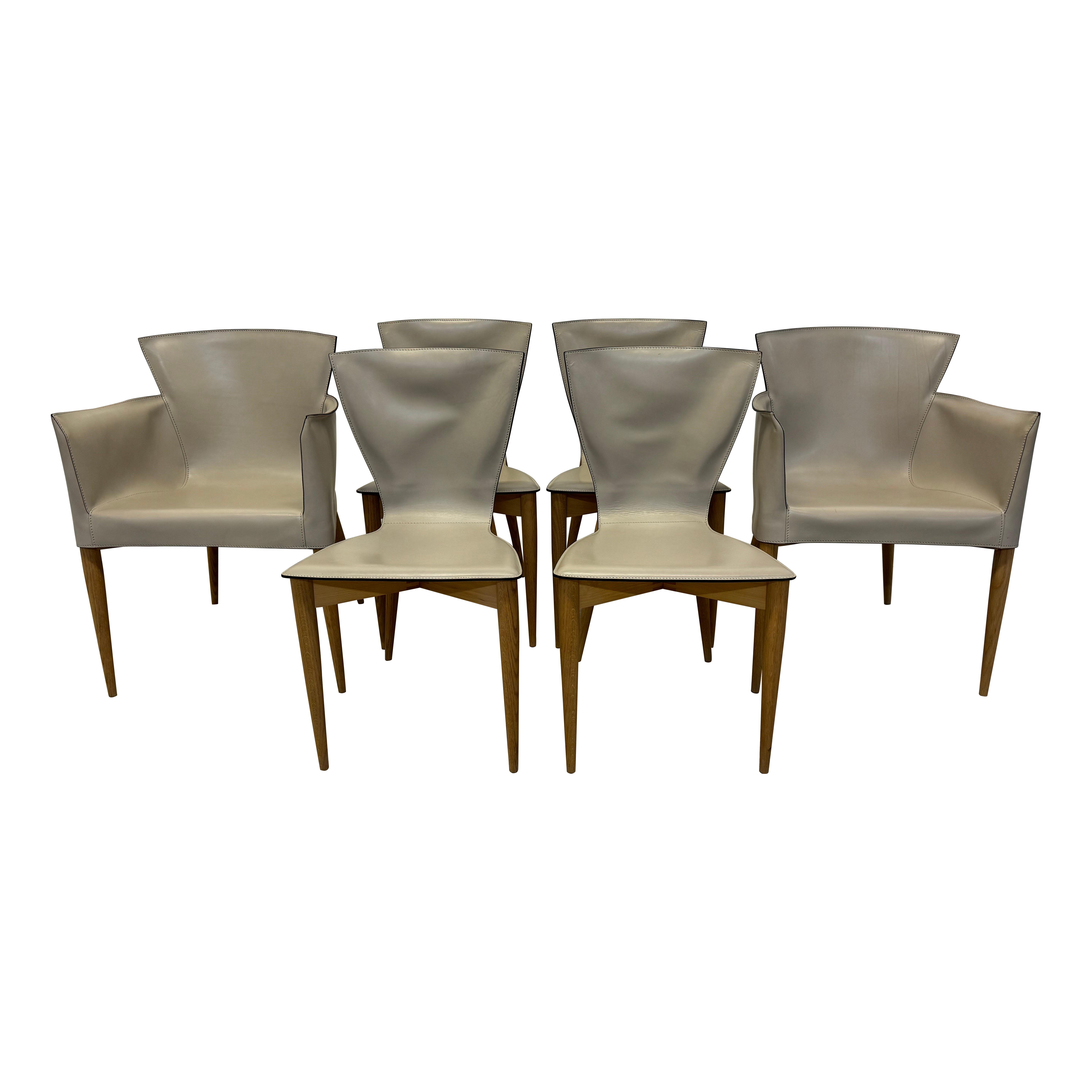 Carlo Bartoli “Vela” Leather Dining Chairs for Matteo Grassi - Set of Six