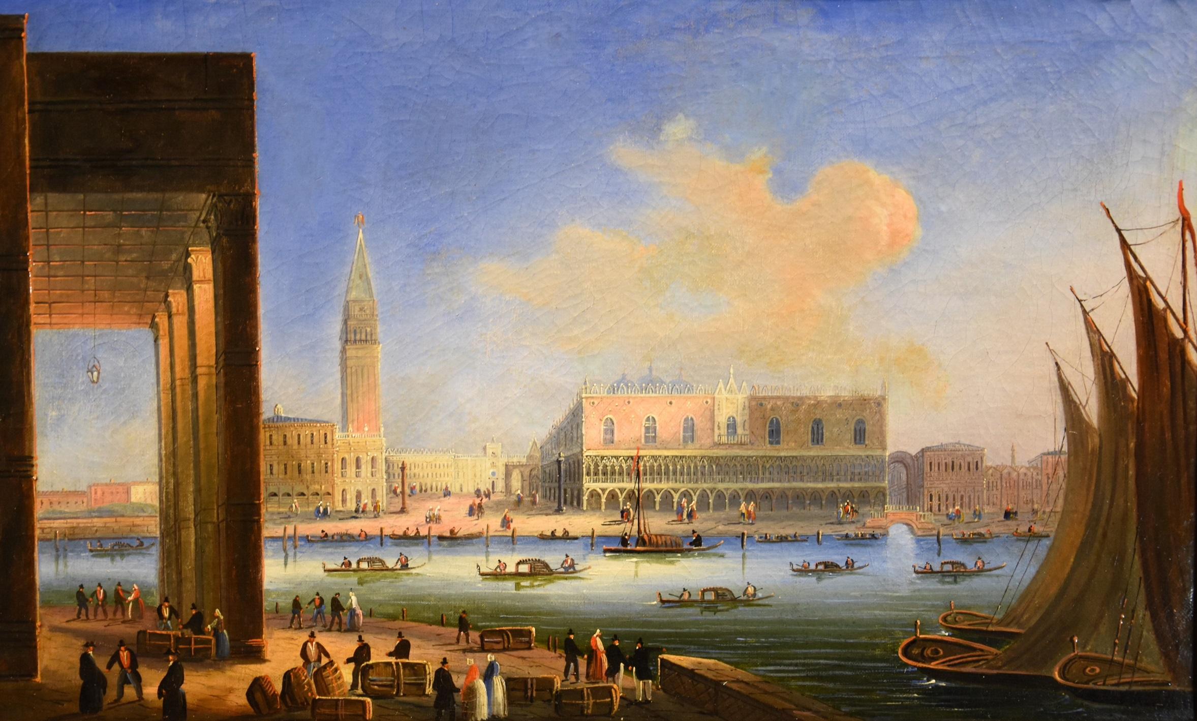 Venezia San Marco Carlo Bossoli Paint Oil on canvas Old master 19th Century  Art For Sale at 1stDibs