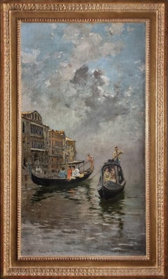 Gondolieri at Venize, oil on canvas by Carlo Brancaccio