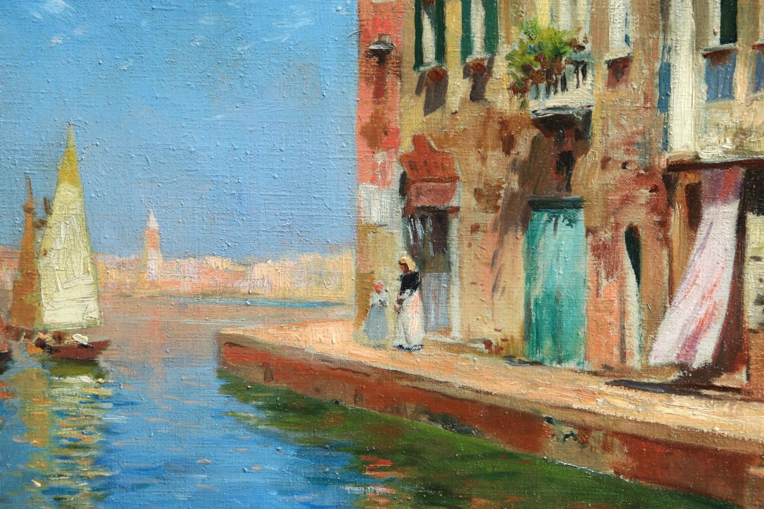 Venice - Impressionist Oil, Boats in Summer Seascape by Carlo Brancaccio 9