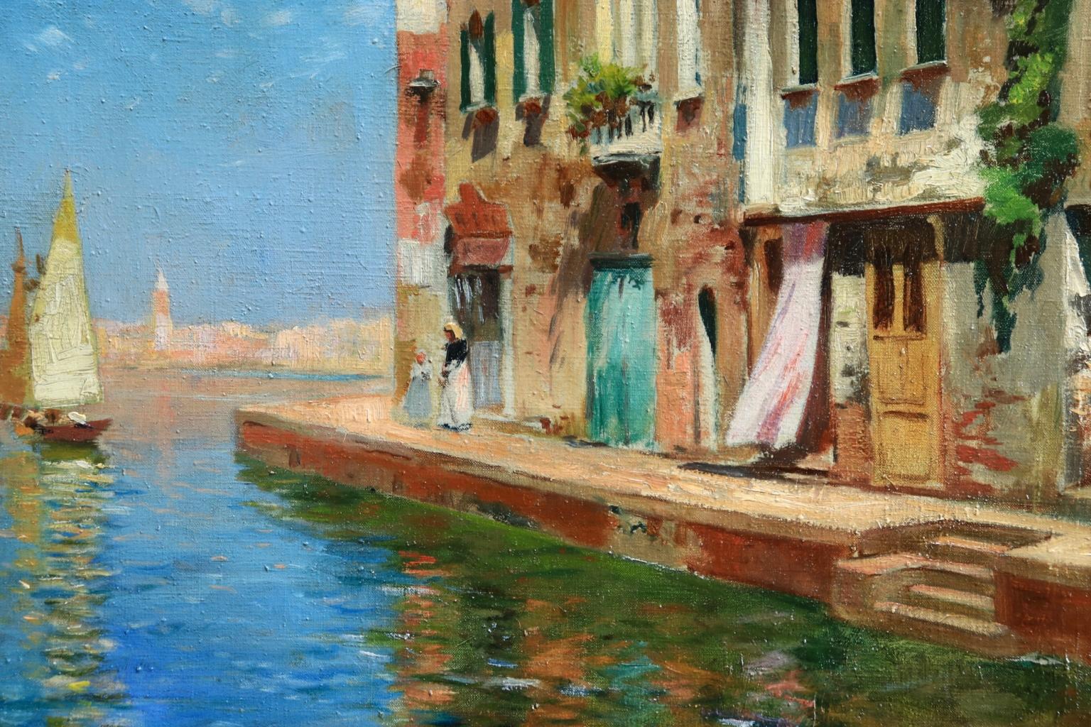 Venice - Impressionist Oil, Boats in Summer Seascape by Carlo Brancaccio 3