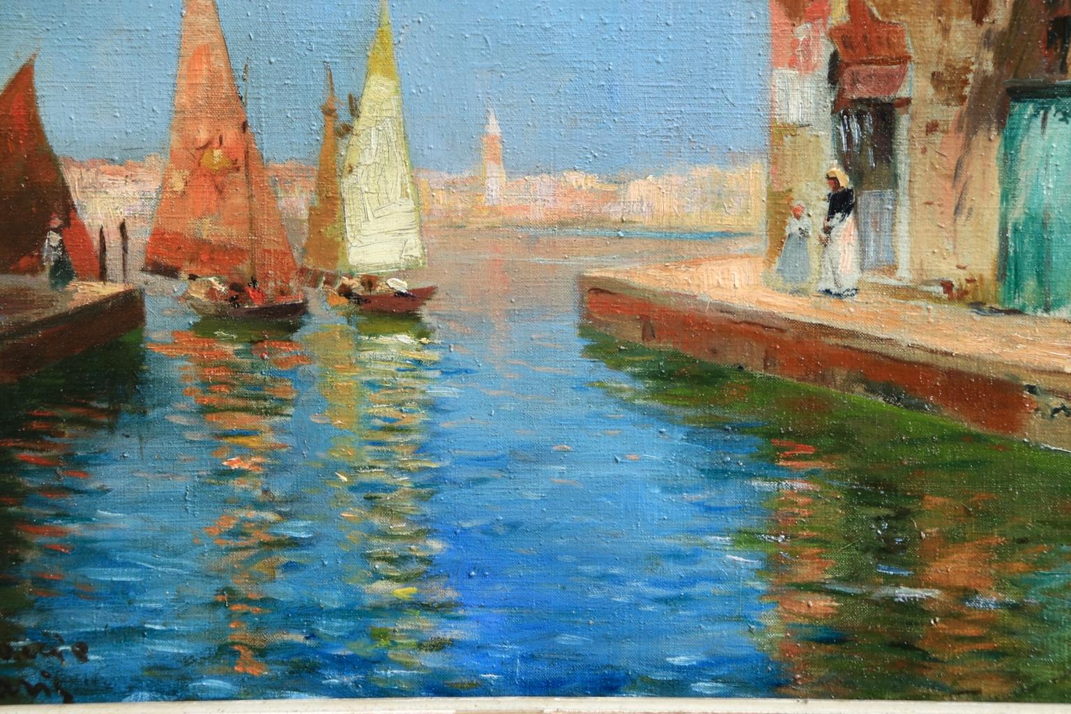 Venice - Impressionist Oil, Boats in Summer Seascape by Carlo Brancaccio 5