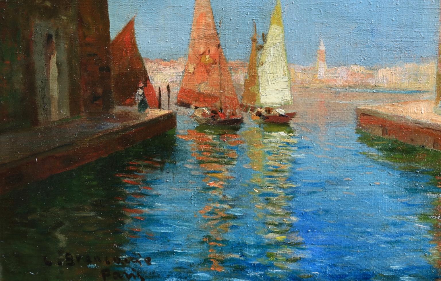 Venice - Impressionist Oil, Boats in Summer Seascape by Carlo Brancaccio 6