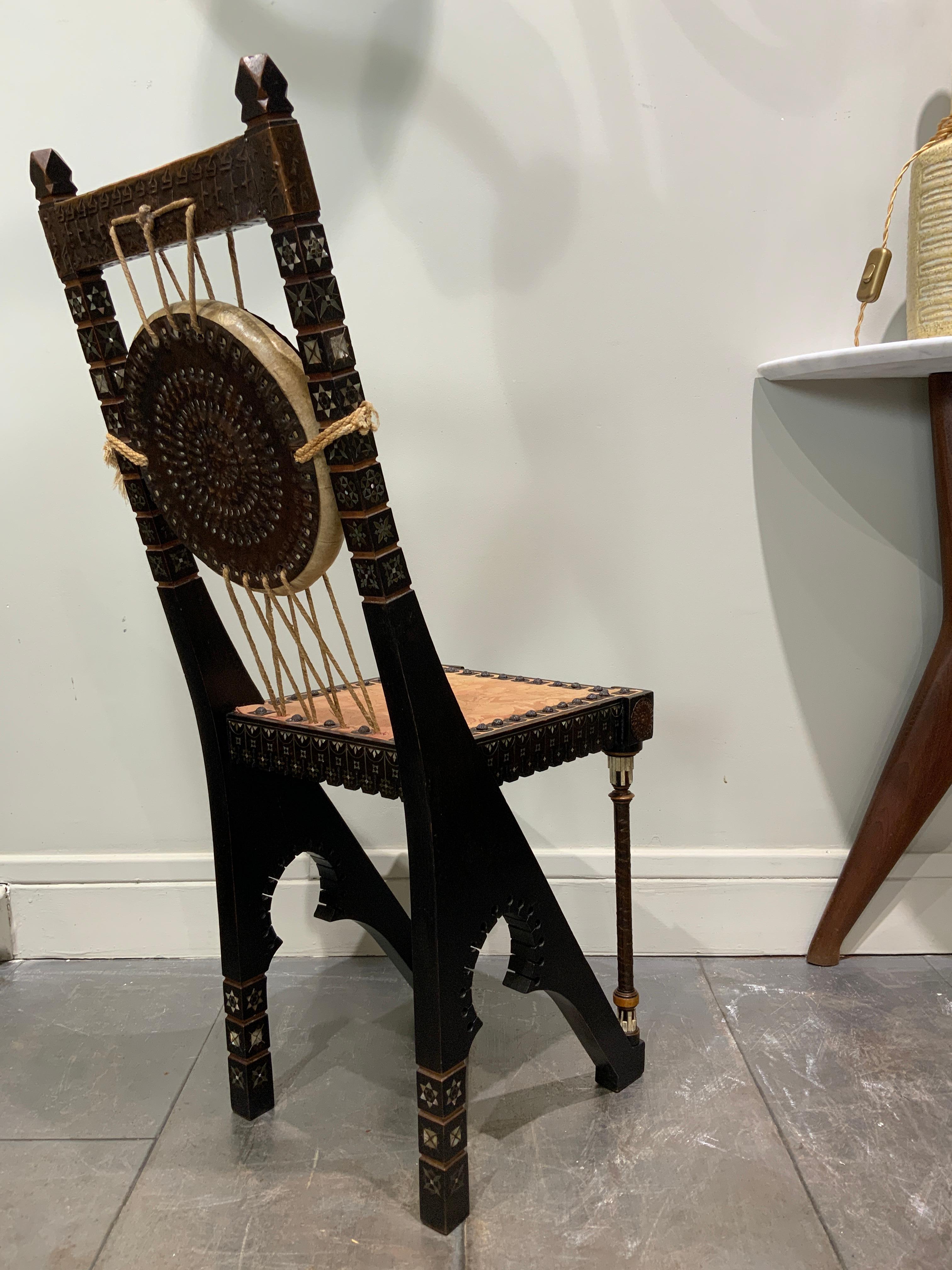 Early 20th Century Carlo Bugatti “gong” side chair circa 1910