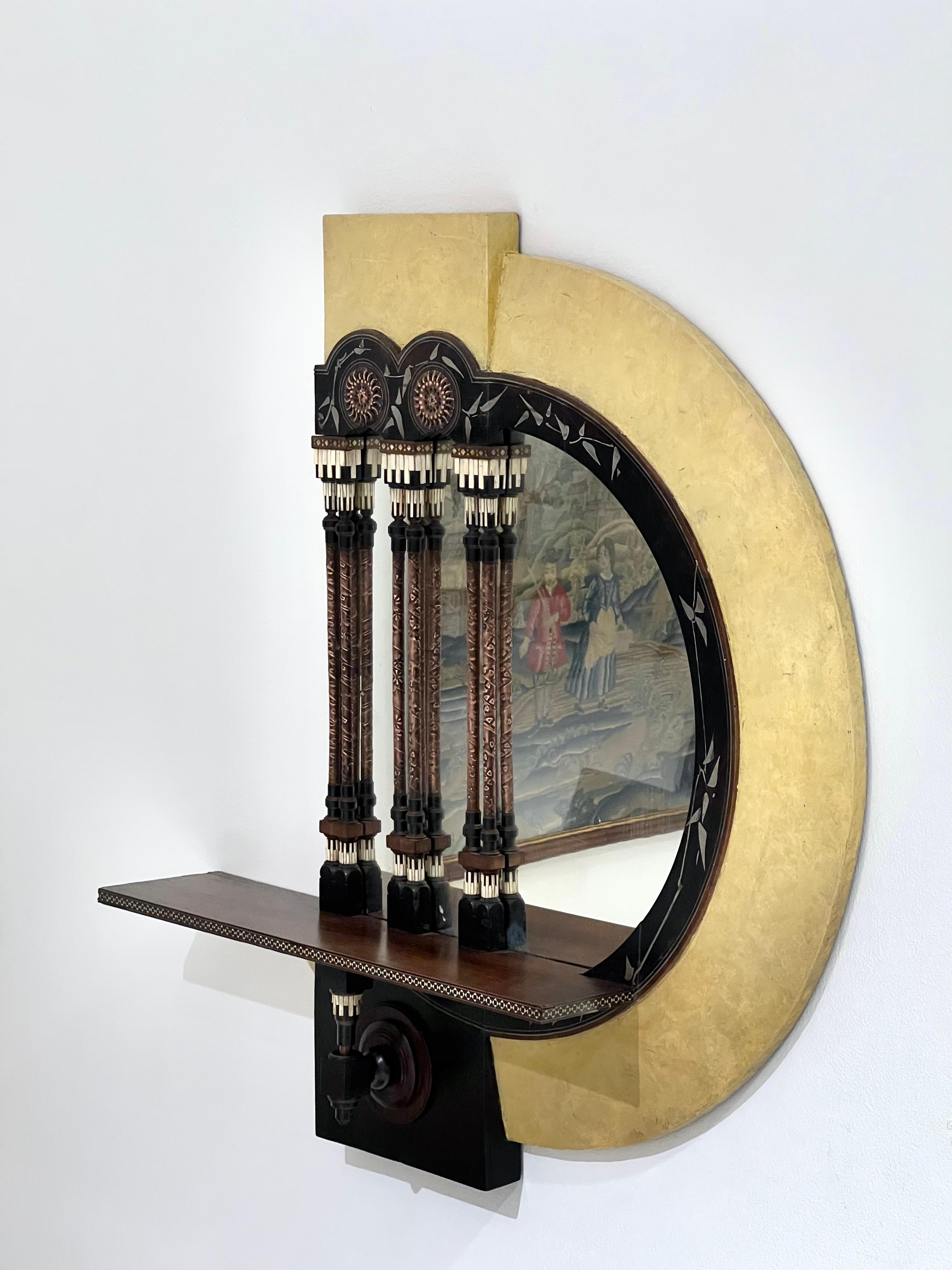Italian Carlo Bugatti Parchment Mirror For Sale