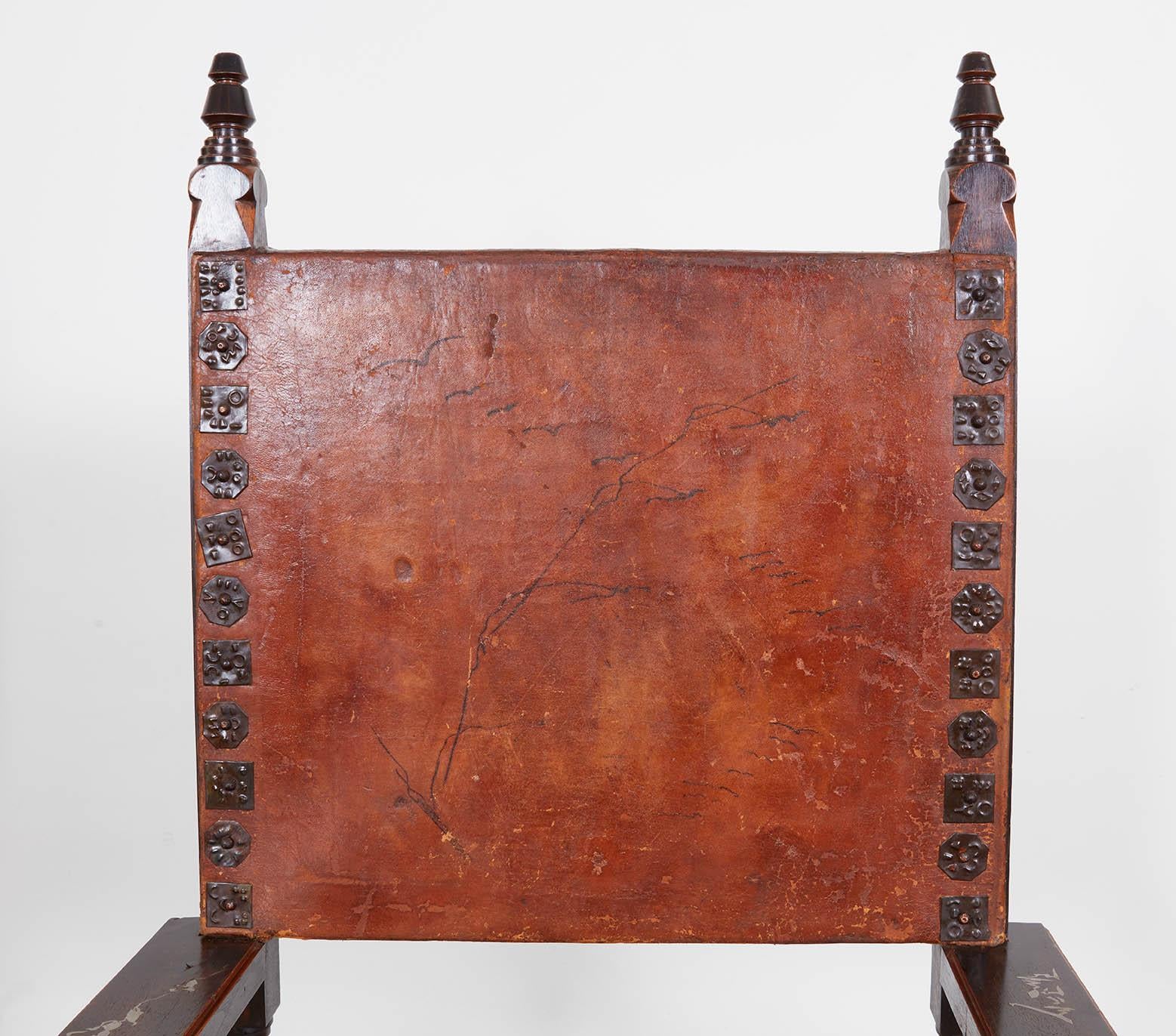 Carlo Bugatti Pewter Inlaid and Walnut  Upholstered  Armchair 3