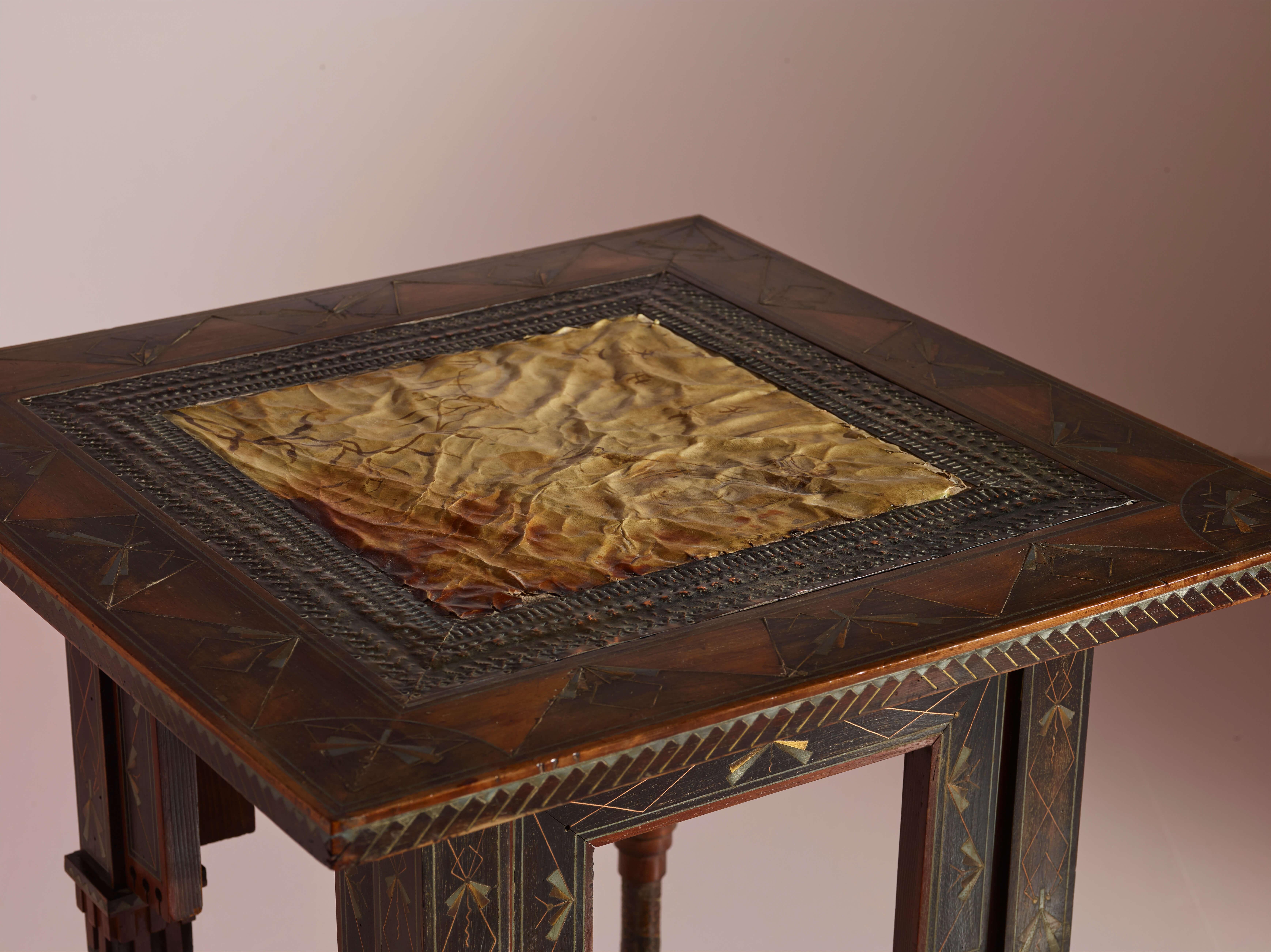 Carlo Bugatti side table, Italy, late 19th century In Fair Condition In Chiavari, Liguria