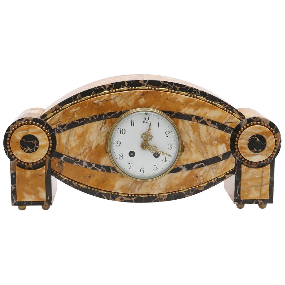 Carlo Bugatti Style Art Deco Marble Clock For Sale