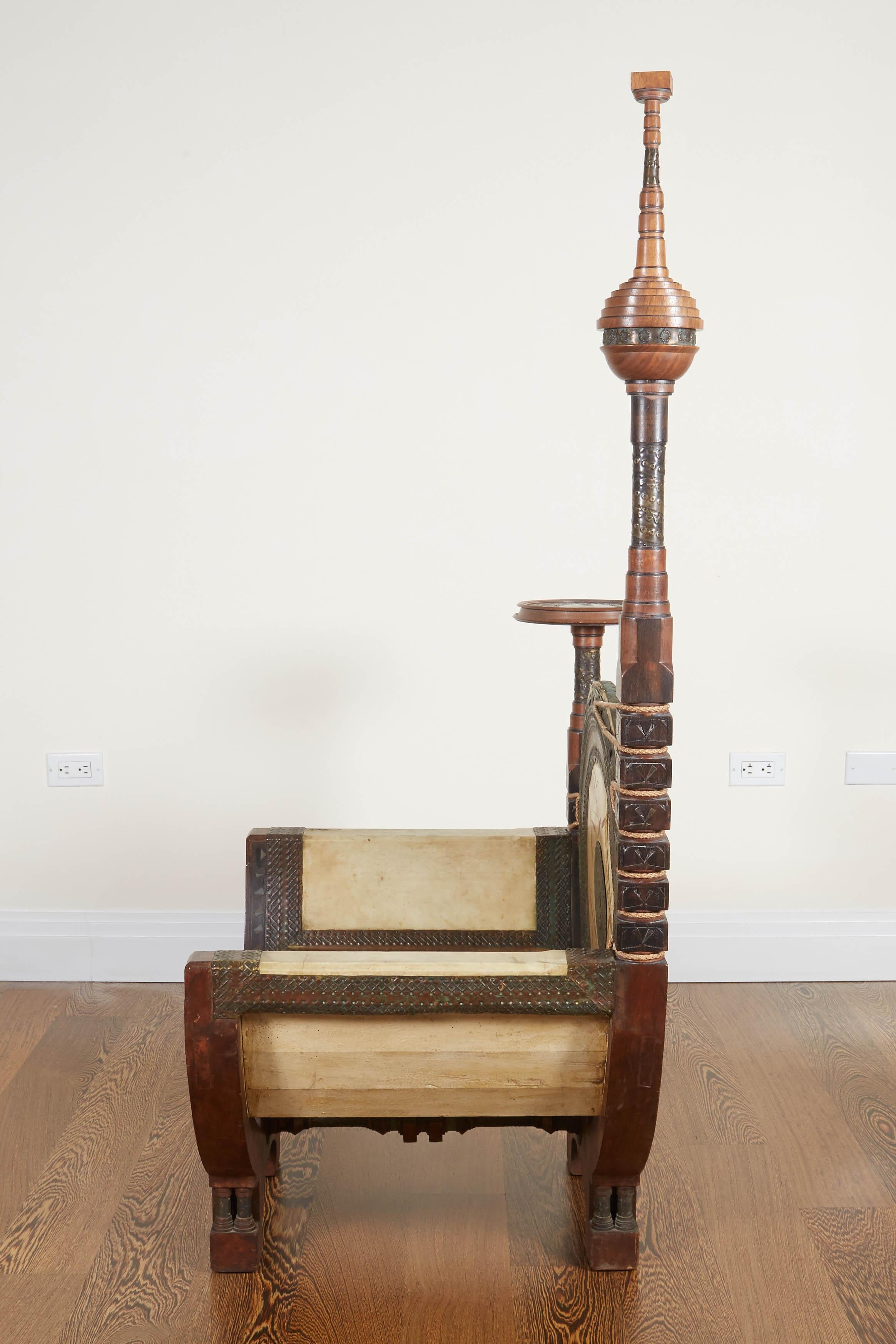 Carlo Bugatti Throne Chair in Ebonized Wood, Vellum and Copper 6