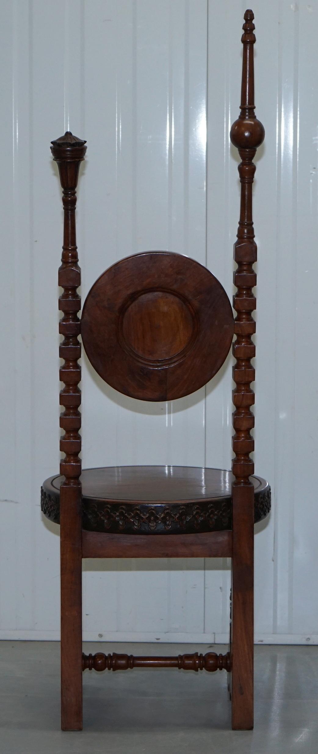 Carlo Bugatti Throne Chair Solid Hardwood Hand Carved Wood Rare Find, circa 1900 7