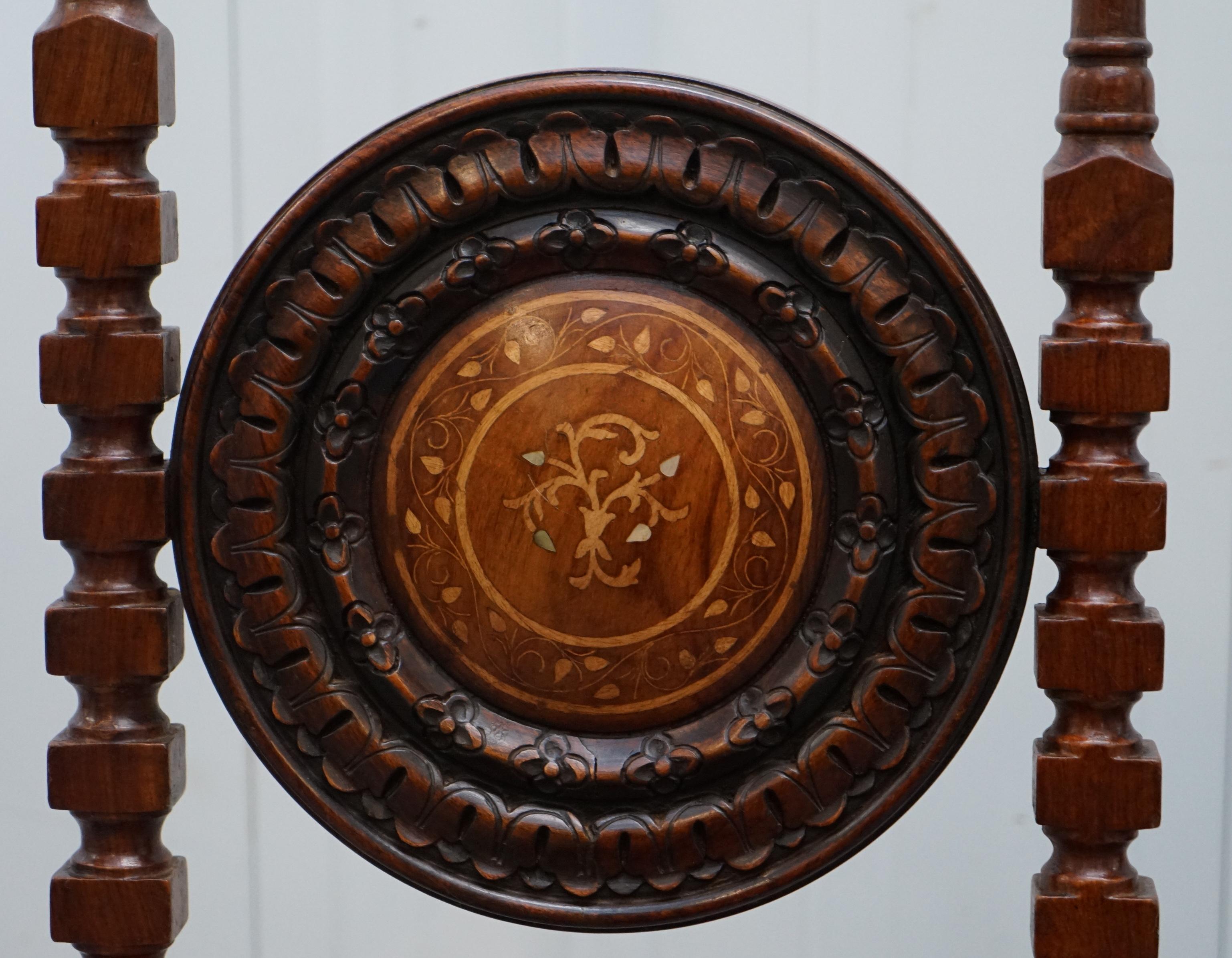 Hand-Carved Carlo Bugatti Throne Chair Solid Hardwood Hand Carved Wood Rare Find, circa 1900