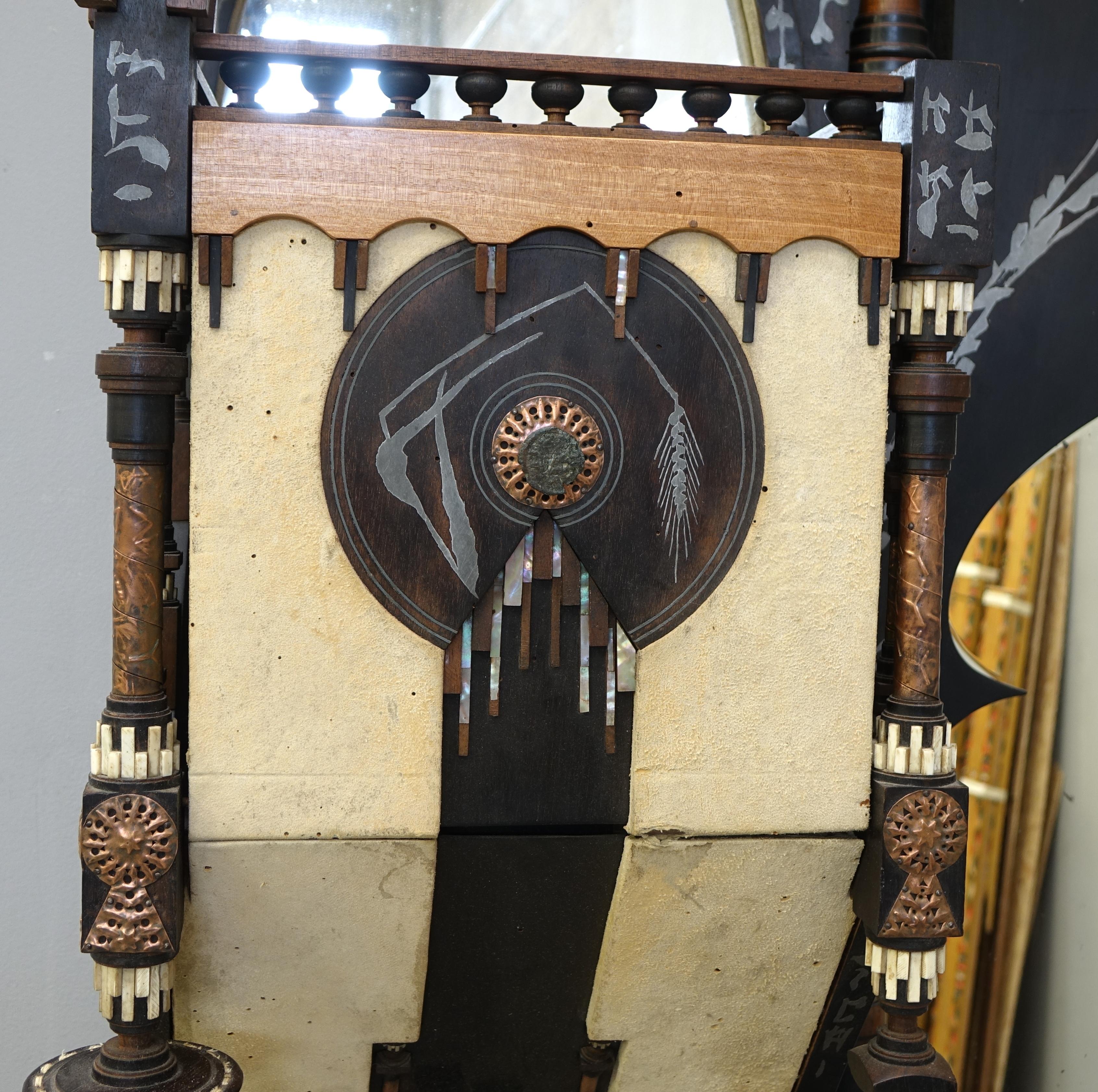 Carlo Bugatti's Console Table, Parchment, Camel Skin Fringes, Orientalist Design In Good Condition In Milano, IT