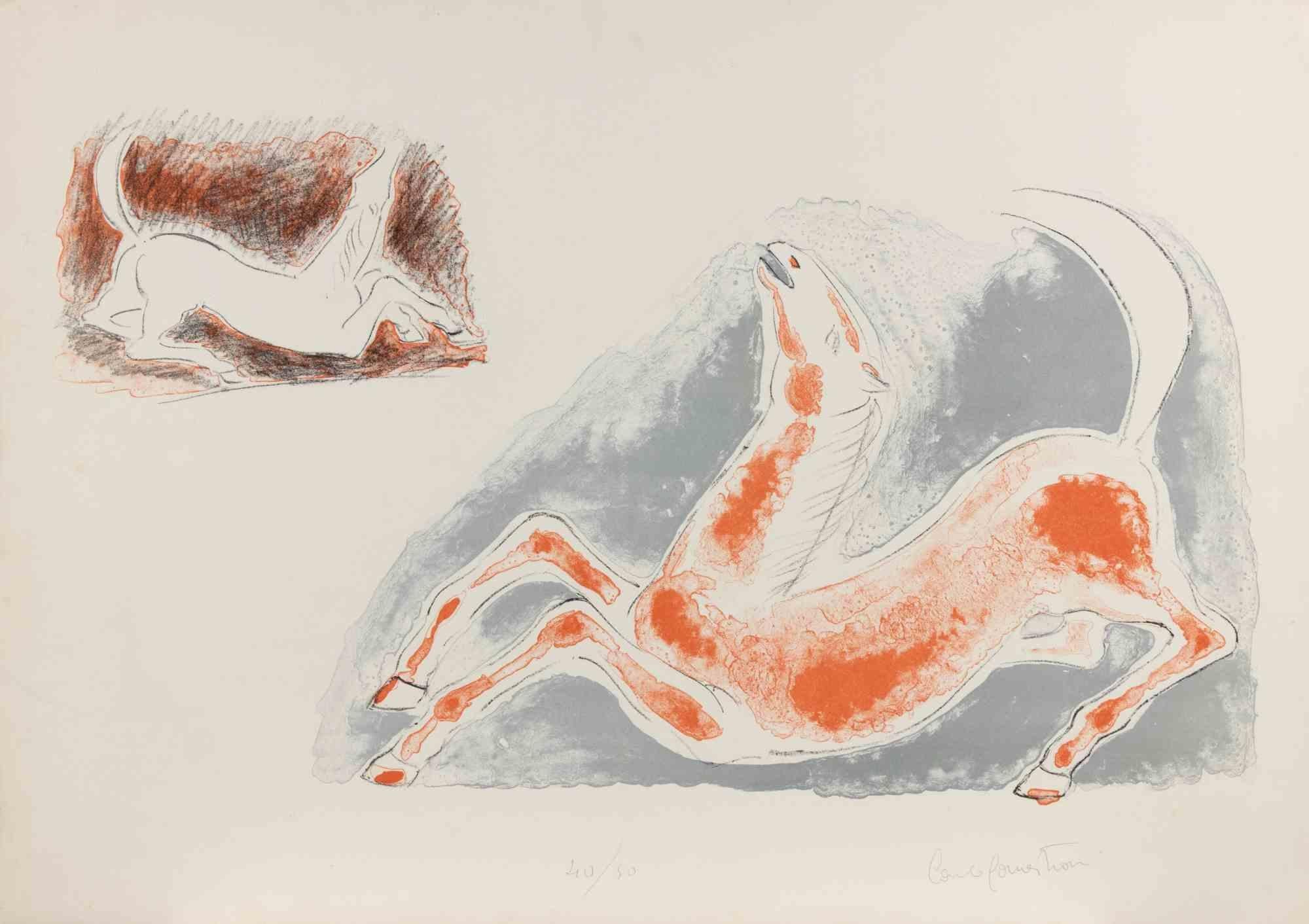 Horses - Lithograph by Carlo Canestrari - 1980s