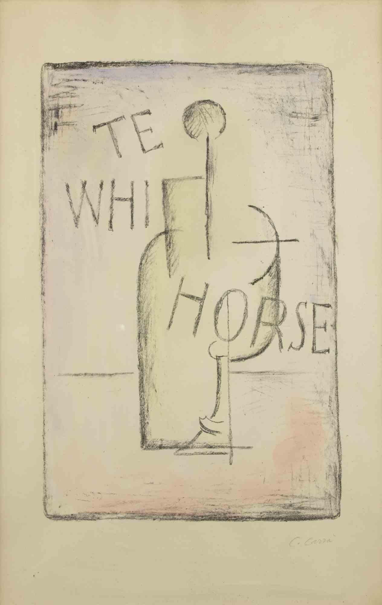 Realized by Carrà in 1944, this wonderful lithograph recalls the famous early futurist/cubist drawing "Ritmi di Bottiglia e Bicchiere" realized by the same Carrà in 1912.

It is part of the Series "Segreti" and was published by Edizioni della