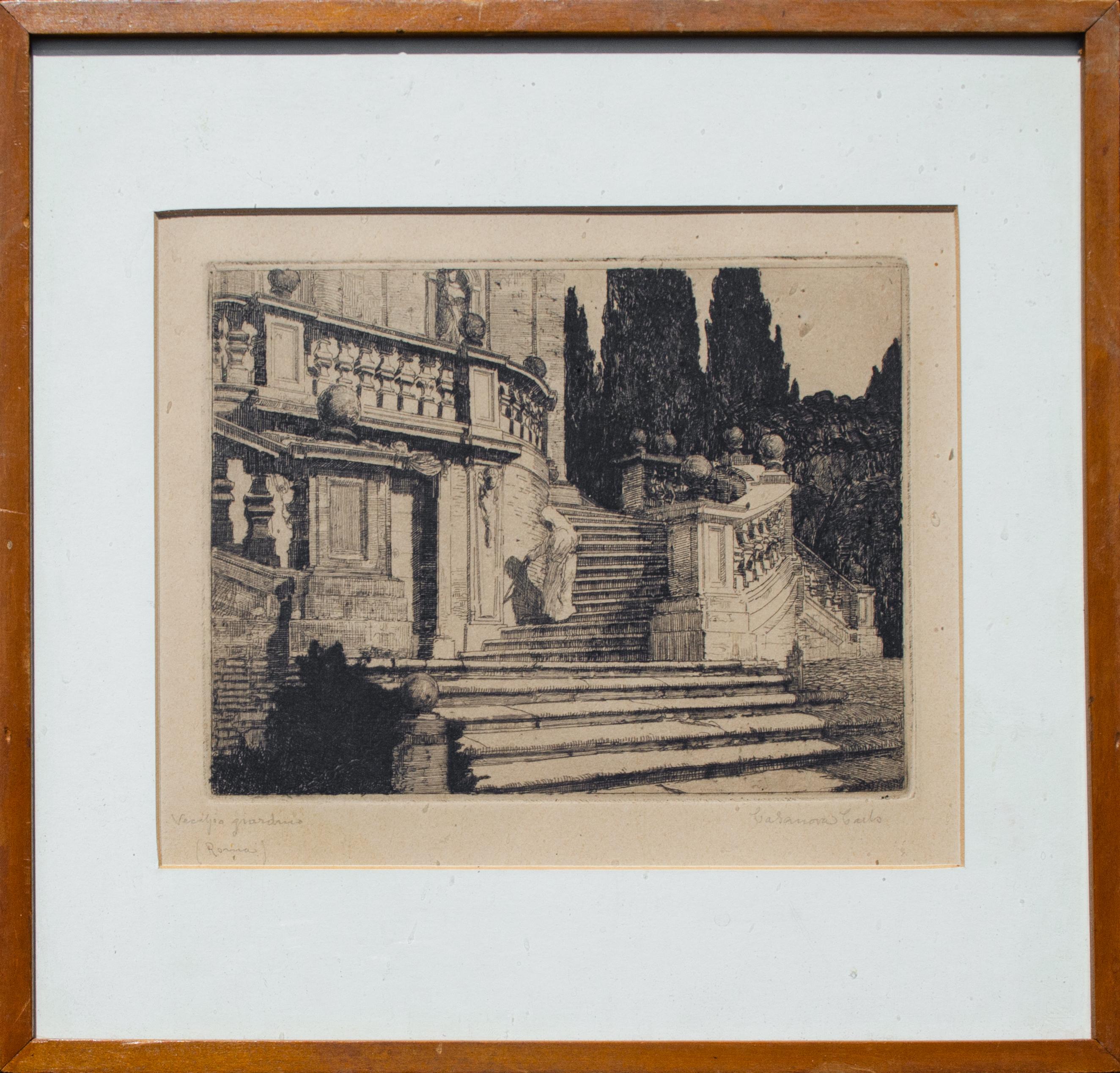 Grabado arquitectónico romano de Carlo Casanova, c. 1900 en venta 1