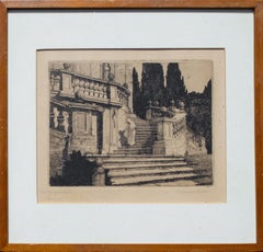 Roman Architectural Etching by Carlo Casanova, c. 1900