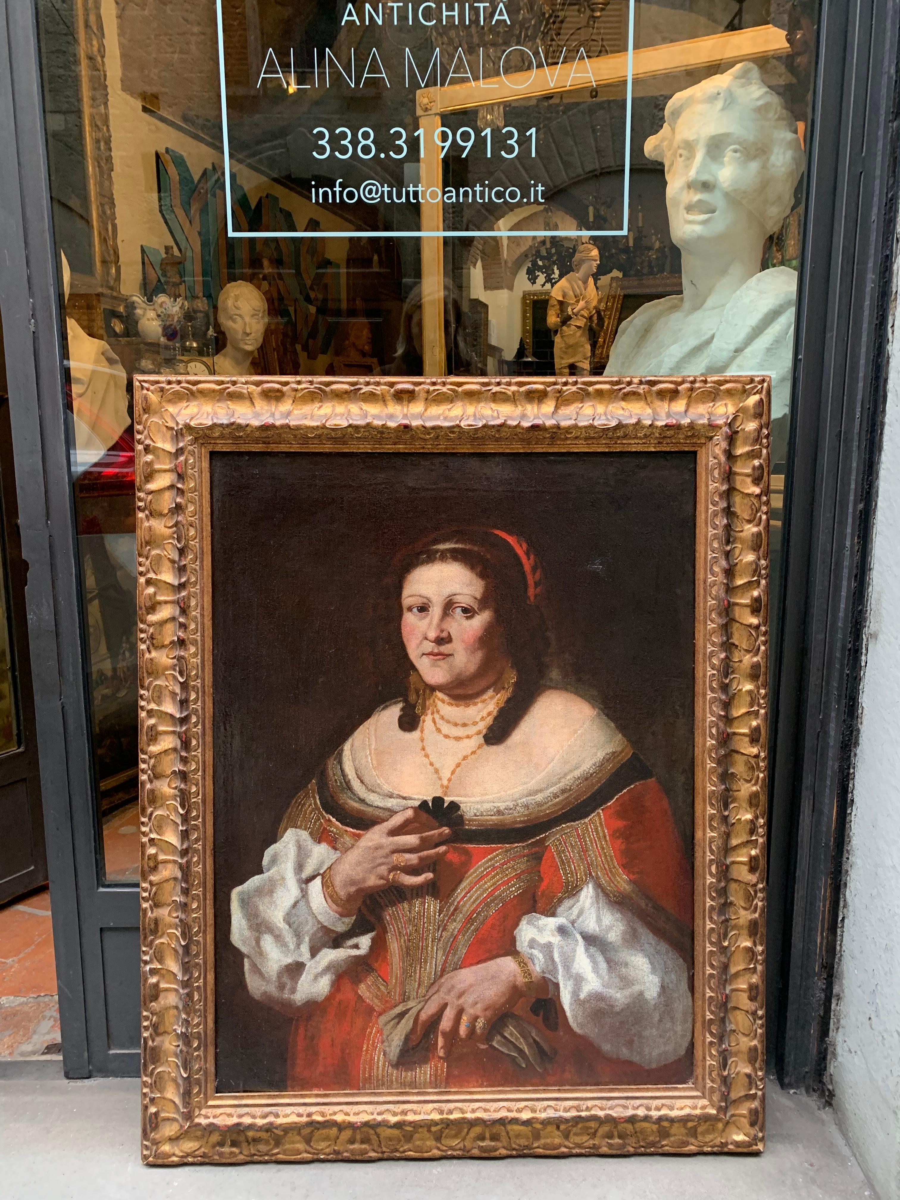 Portrait Of A Noblewoman. Attributed To Carlo Ceresa. About 1640. For Sale 2