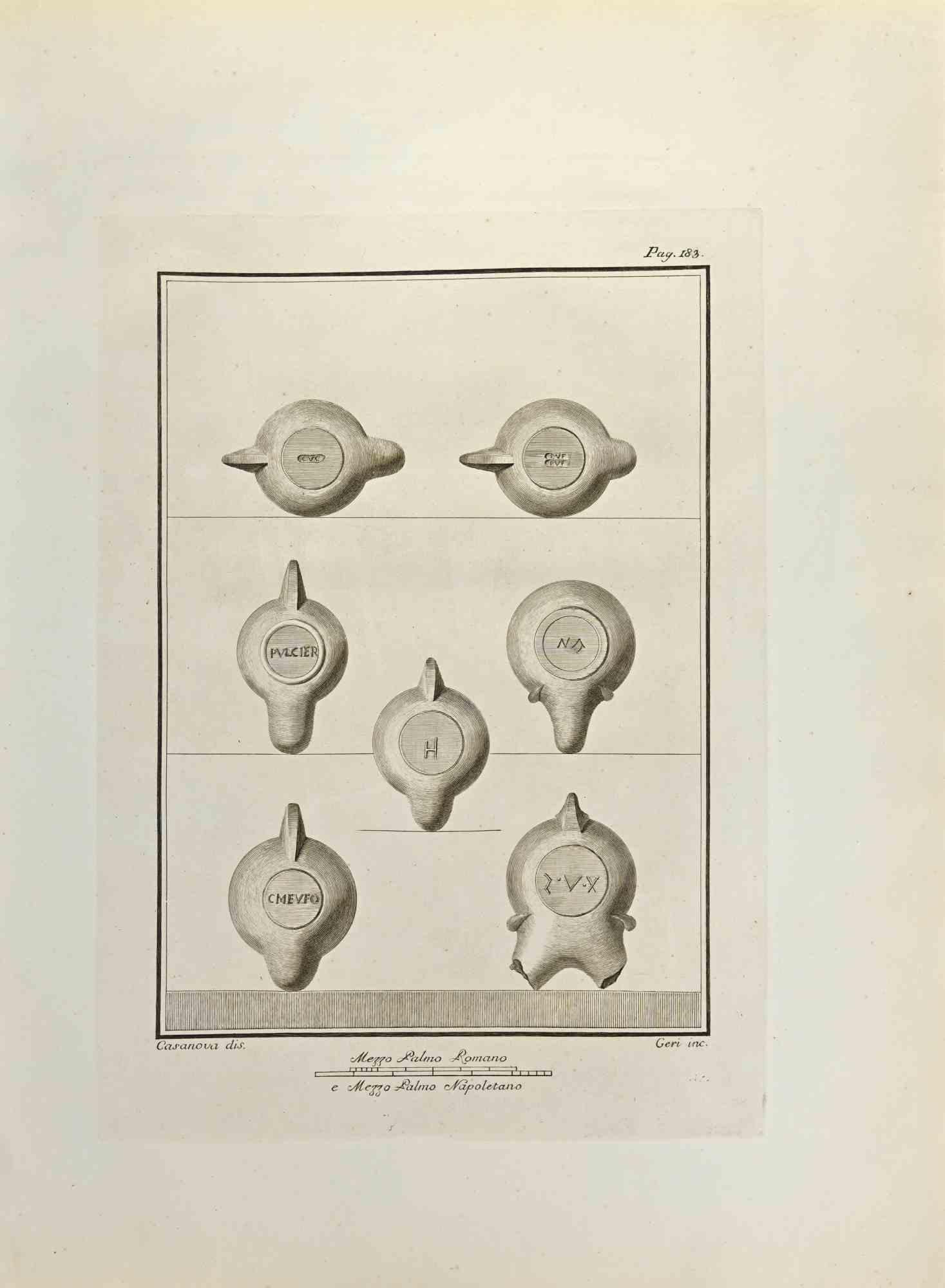 Objects With Roman Majuscule Cursive from "Antiquities of Herculaneum" è un'acquaforte su carta realizzata da Carlo Ceri nel XVIII secolo.

Firmato sul piatto.

Buone condizioni.

L'incisione appartiene alla suite di stampe "Antiquities of