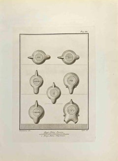 Objects With Roman Majuscule - Etching Carlo Ceri - 18th Century