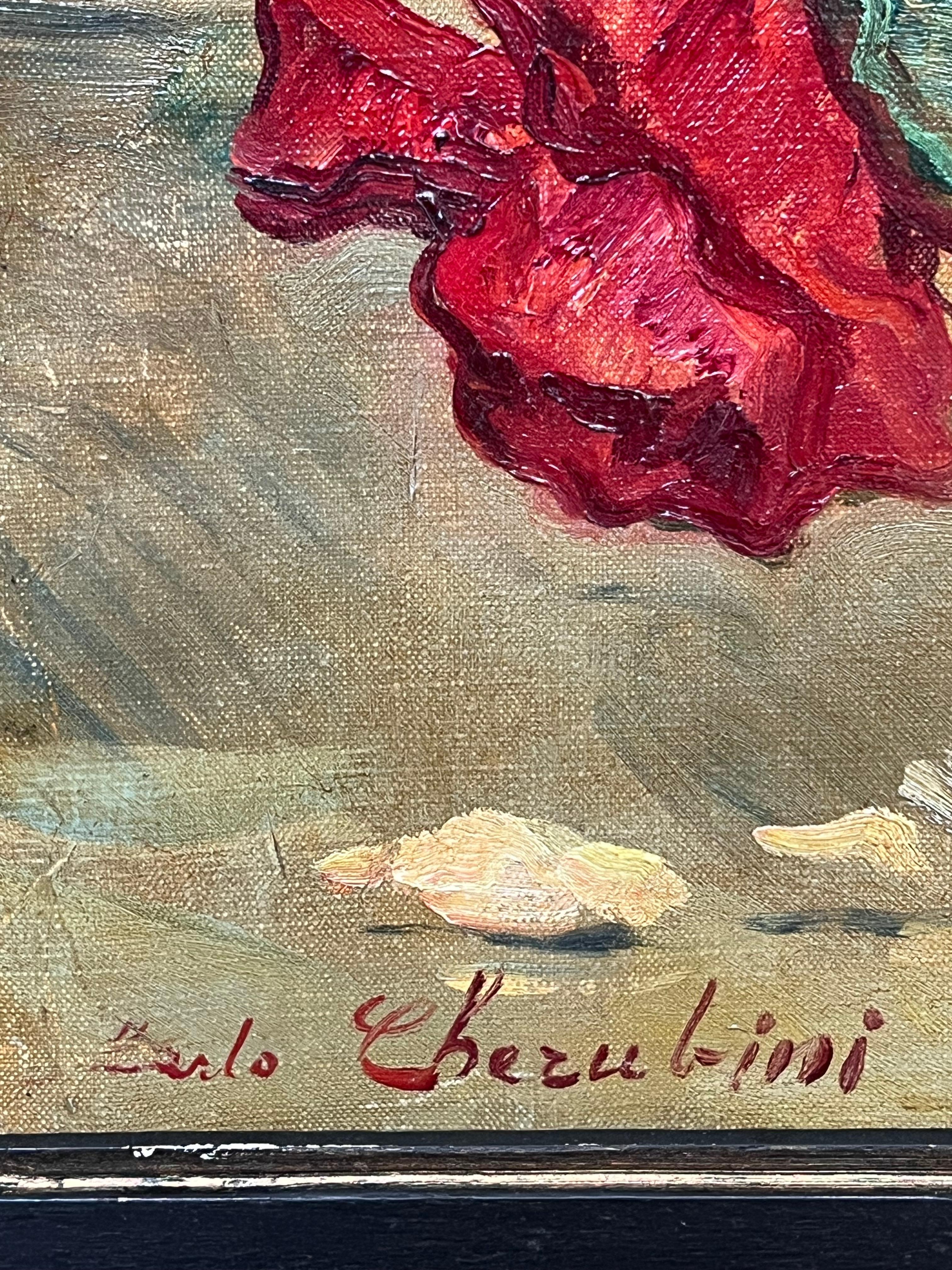 Stilleben mit Blumen
Carlo Cherubini (Italiener 1897-1978)
signiertes Öl auf Leinwand, gerahmt 
Gerahmt: 23 x 29 Zoll
Leinwand: 18 x 24 Zoll
Provenienz: Privatsammlung
Condit: sehr guter Zustand

Für weitere Informationen wenden Sie sich bitte an