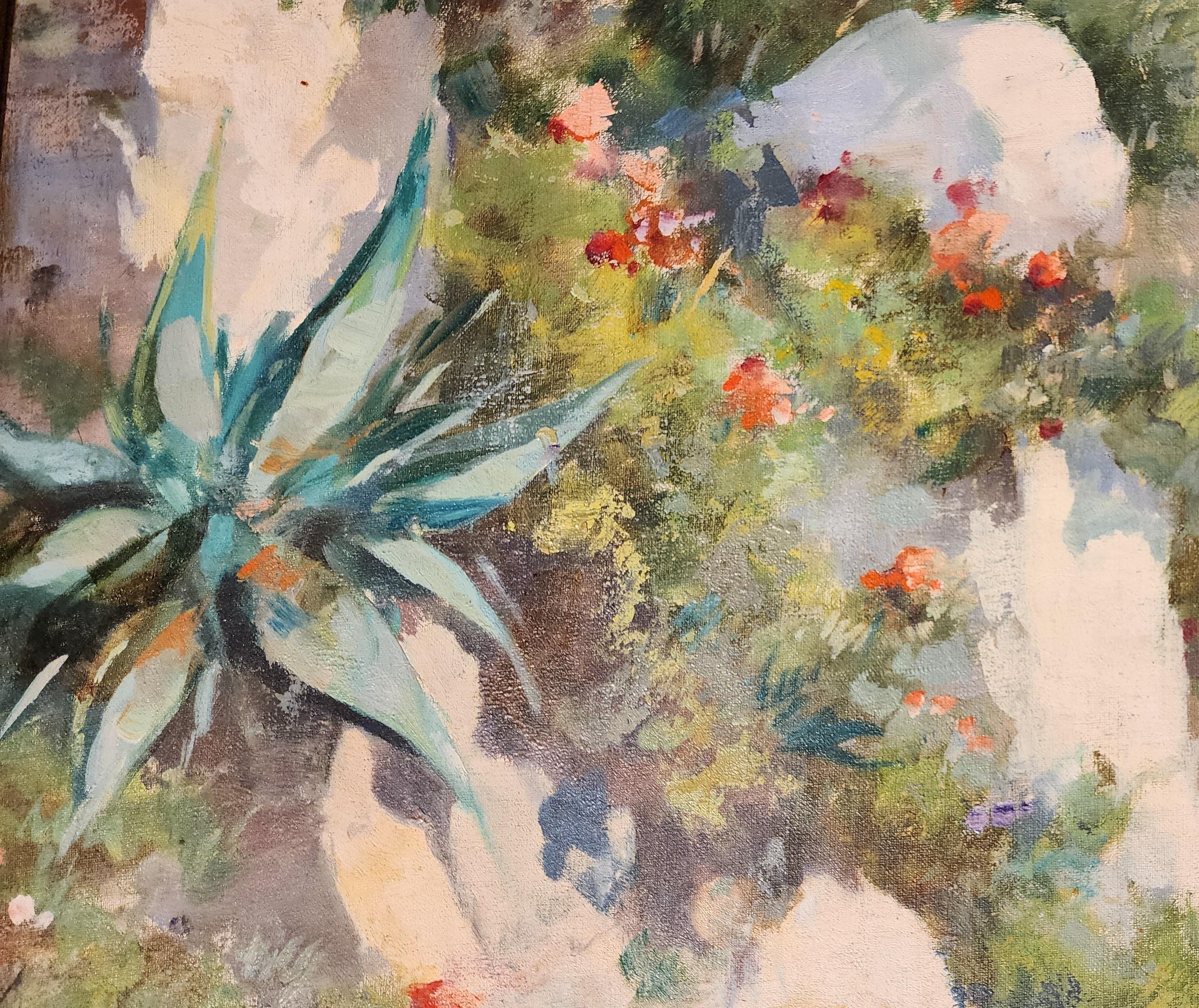 Carretera Alrededor de Capri, Mar Tirreno, Paisaje Italiano, Isla, Región Campania - Painting Realista de Carlo Ciappa