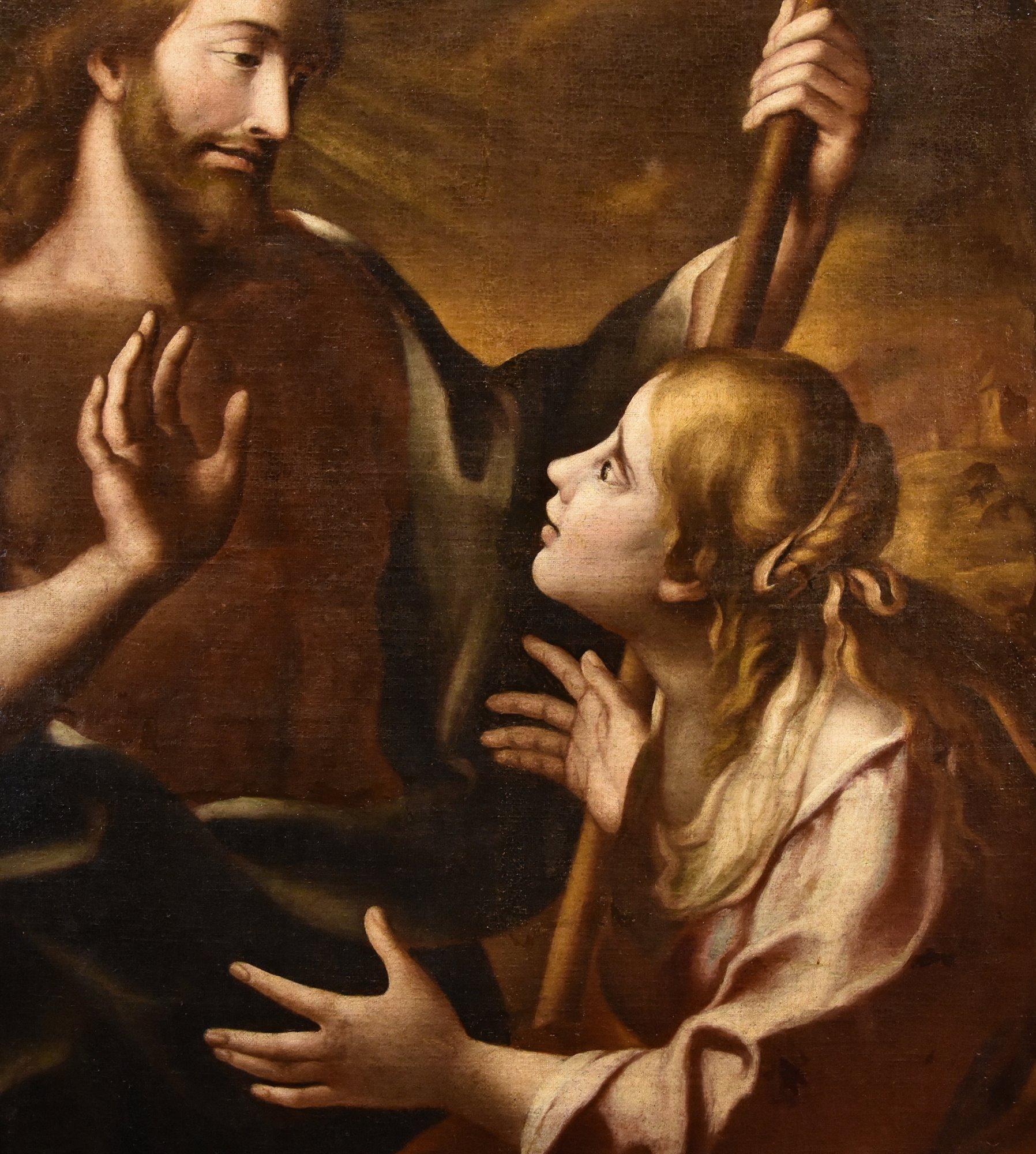 Noli Me Tangere Cristo Magdalena Cignani Pintura Siglo XVII Óleo sobre lienzo Italia - Landscape Painting Negro de Carlo Cignani (Bologna 1628 - Forlì 1719)