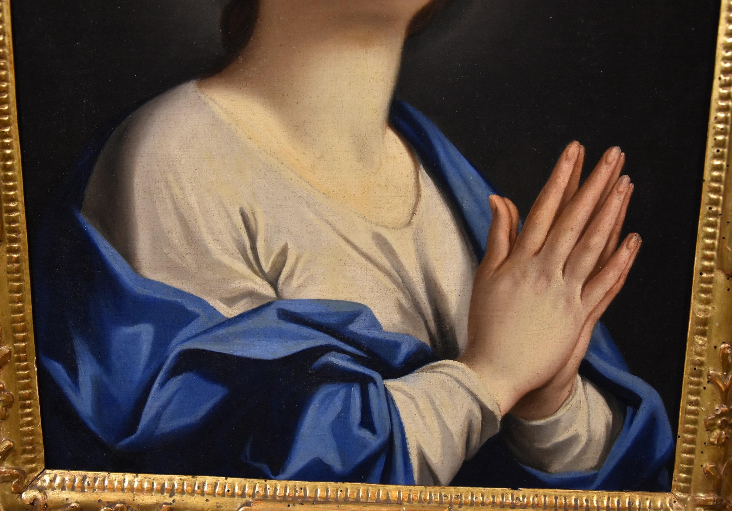 Peinture à l'huile sur toile Virgin Cignani, huile sur toile, ancien maître, art religieux italien du XVIIe siècle - Noir Portrait Painting par Carlo Cignani (Bologna 1628 - Forlì 1719)
